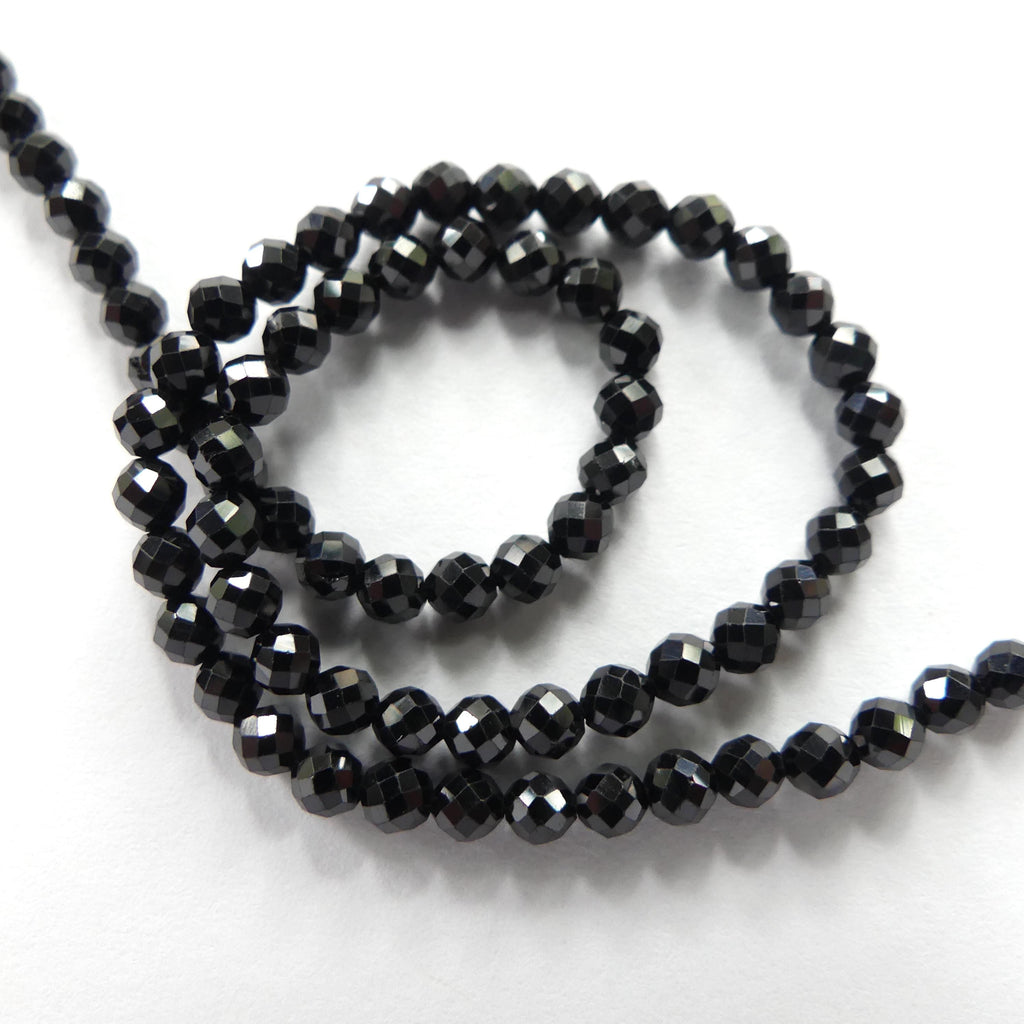 3mm Black Spinel Faceted Beads 15" Sparkly Black Stone Crystal Genuine Gemstone Beads for Jewelry Making Beading Craft Gift Beads