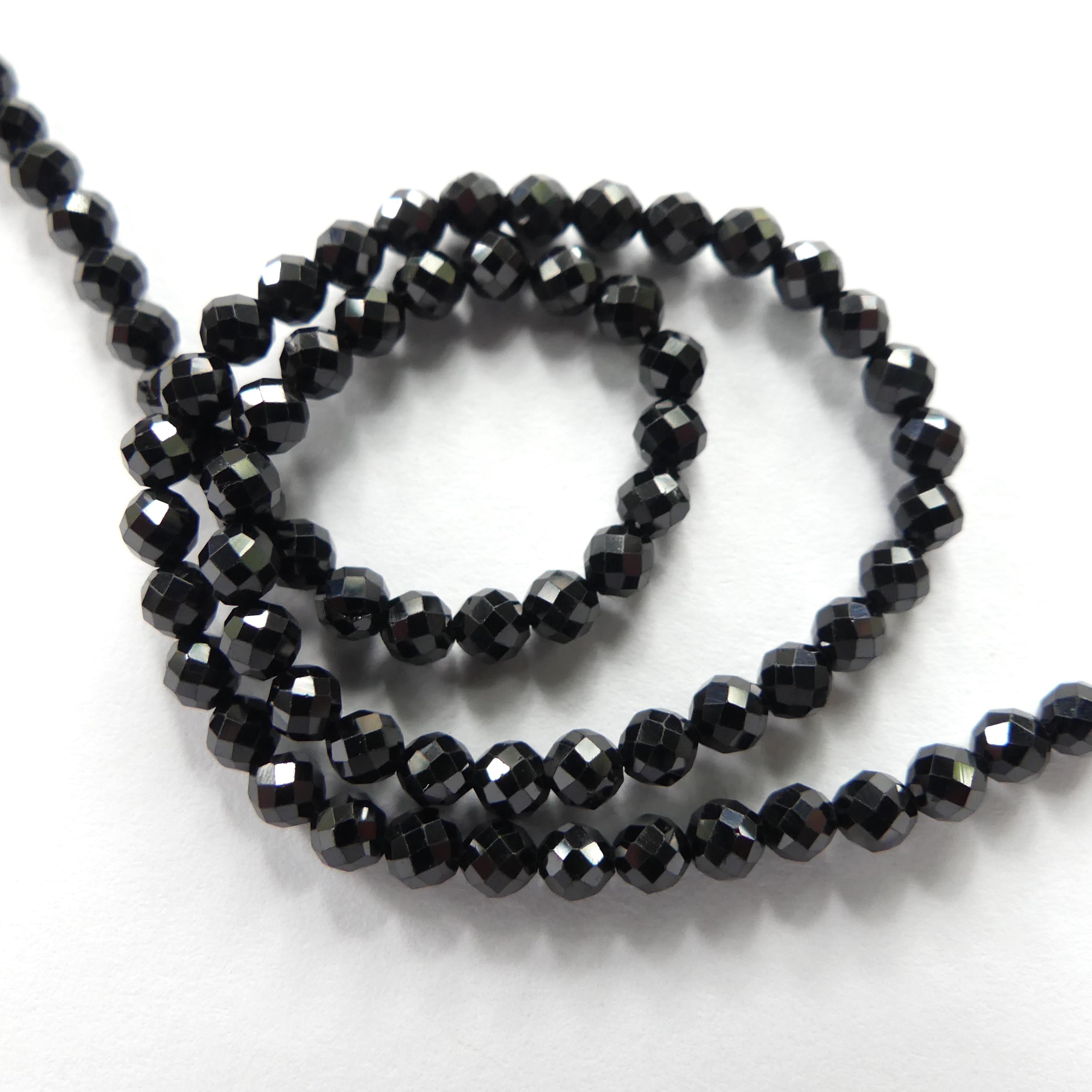 3mm Black Spinel Faceted Beads 15" Sparkly Black Stone Crystal Genuine Gemstone Beads for Jewelry Making Beading Craft Gift Beads