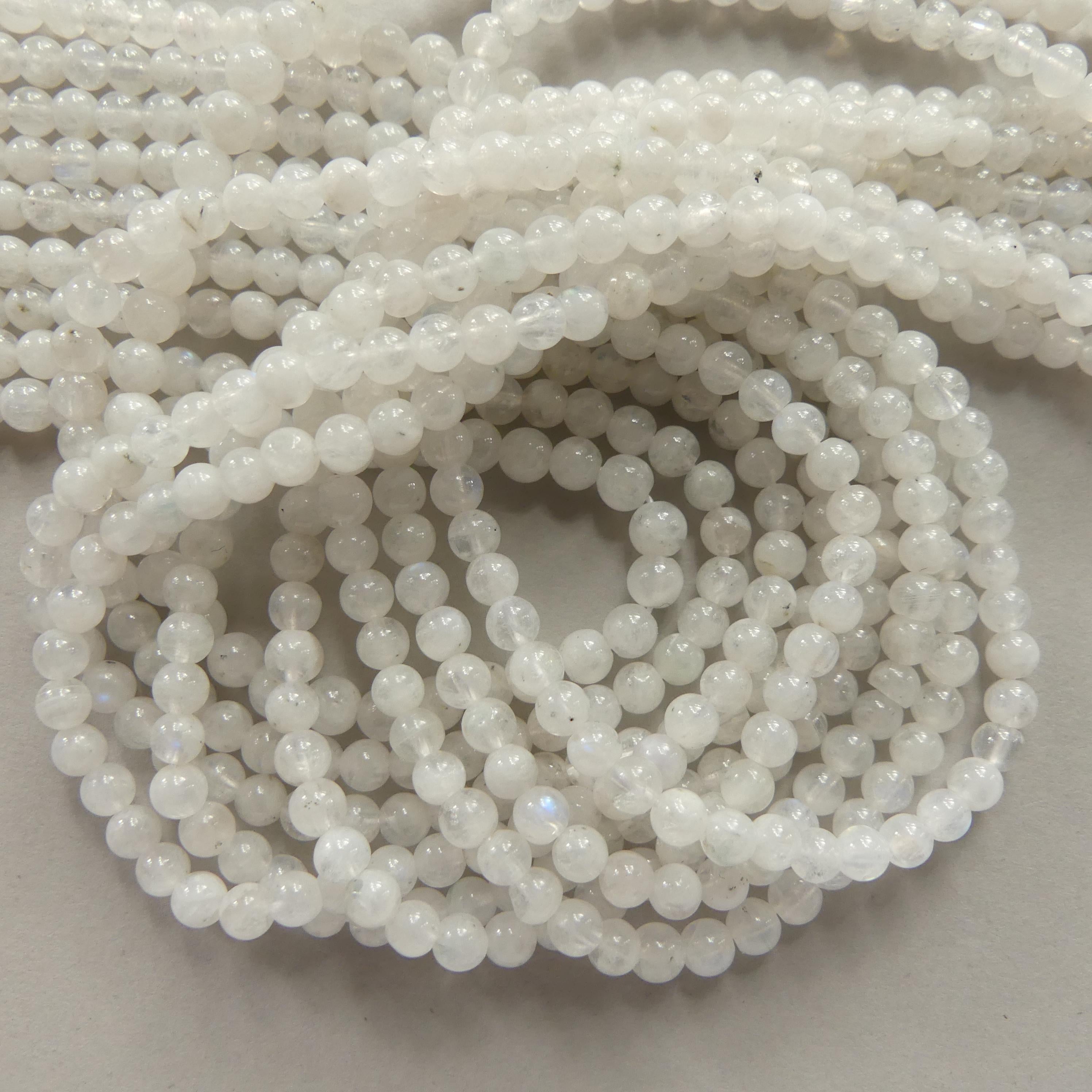 4mm Rainbow Moonstone White Beads 15" Smooth Gemstone Beads Beading Crafter Gift June Birthstone DIY Jewelry