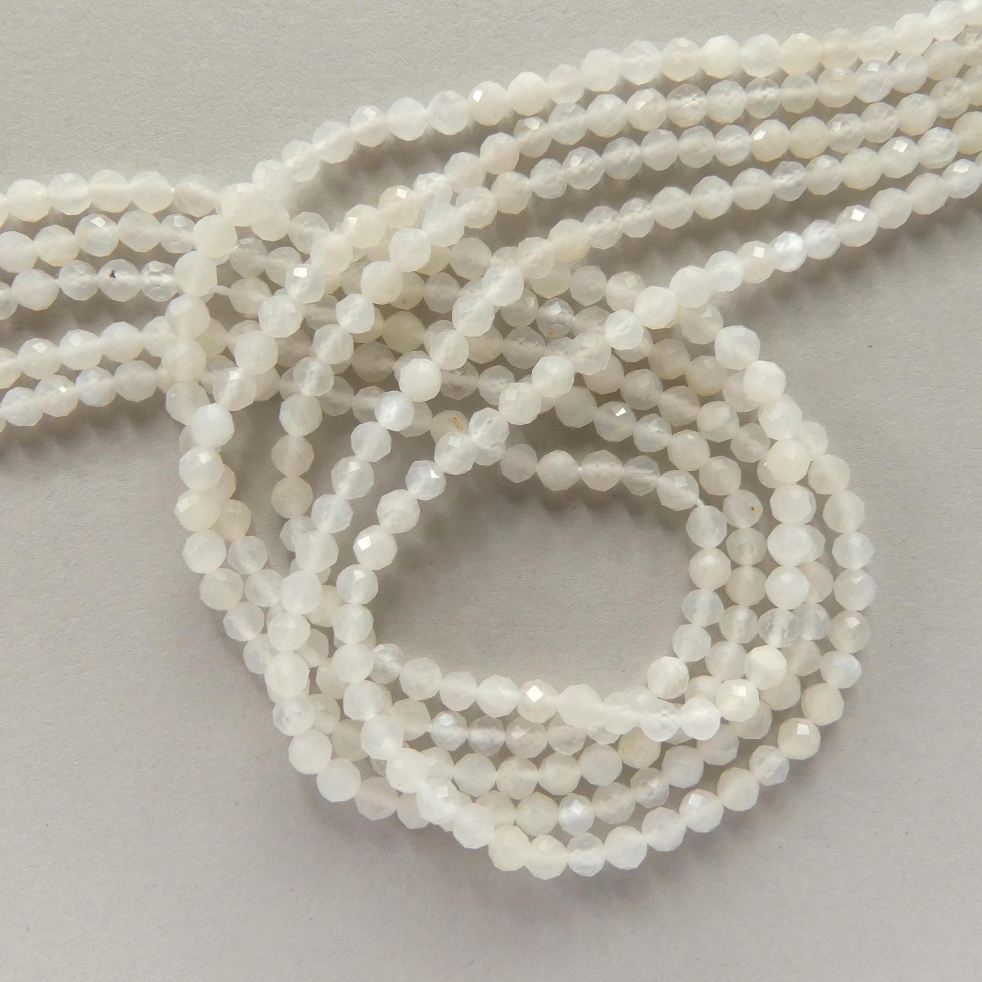 3mm Natural White Agate Micro Faceted Beads 12.5" White Genuine Gemstone Beads for Jewelry Making Beading Craft Gift Small Beads Tiny