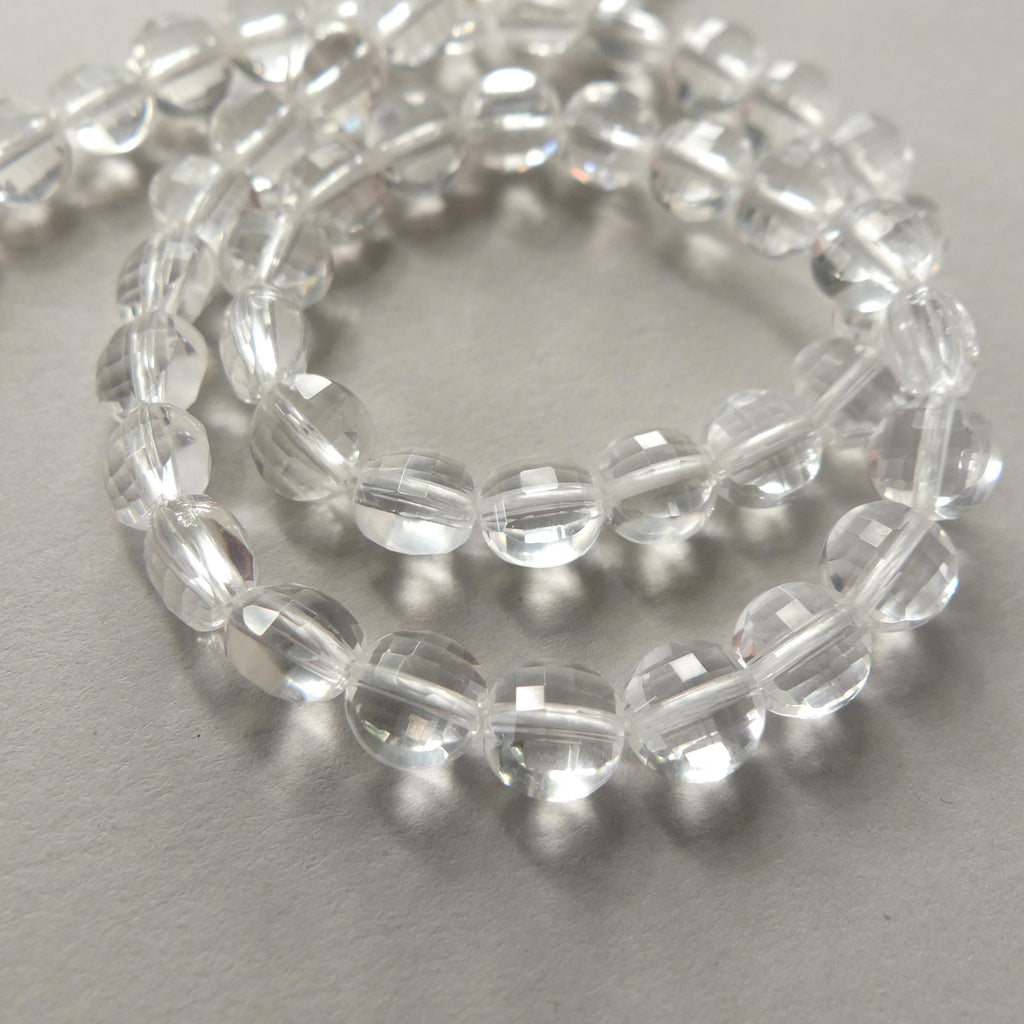 6mm AAA Rock Quartz Faceted Coin Beads 15" Clear Crystal Quartz Genuine Gemstone Beads Jewelry Making Beading Craft Gift April Birthstone