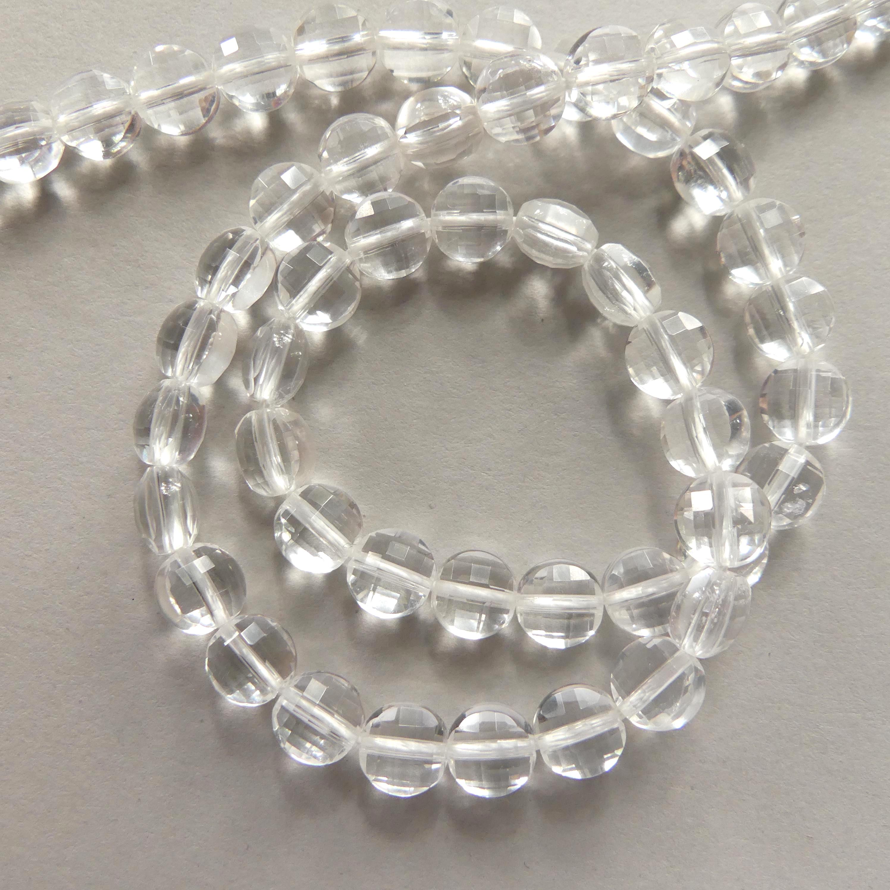 6mm AAA Rock Quartz Faceted Coin Beads 15" Clear Crystal Quartz Genuine Gemstone Beads Jewelry Making Beading Craft Gift April Birthstone