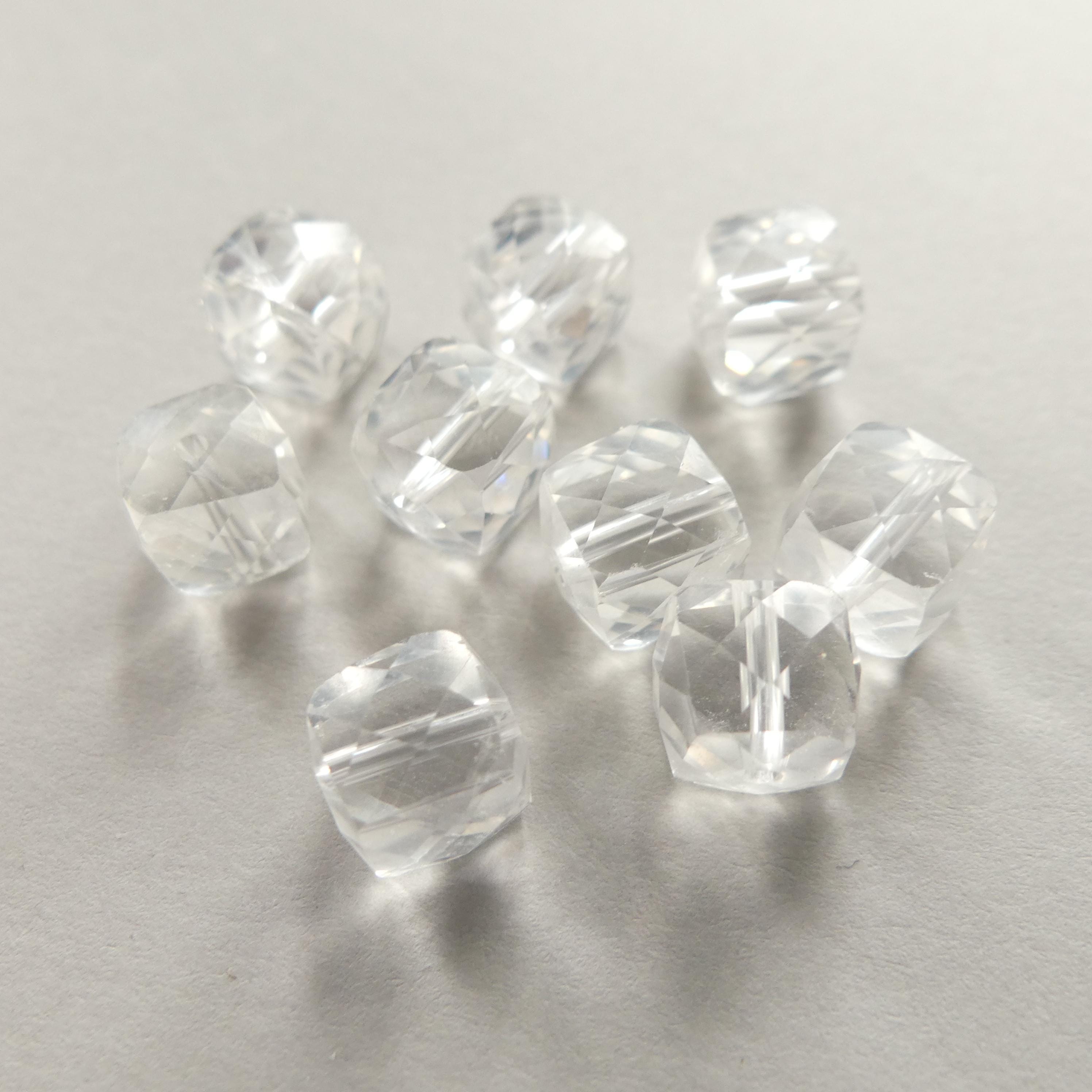 8mm AAA Rock Quartz Faceted Cube Beads 6 pc Clear Crystal Quartz Genuine Gemstone Beads Jewelry Making Beading Craft Gift April Birthstone