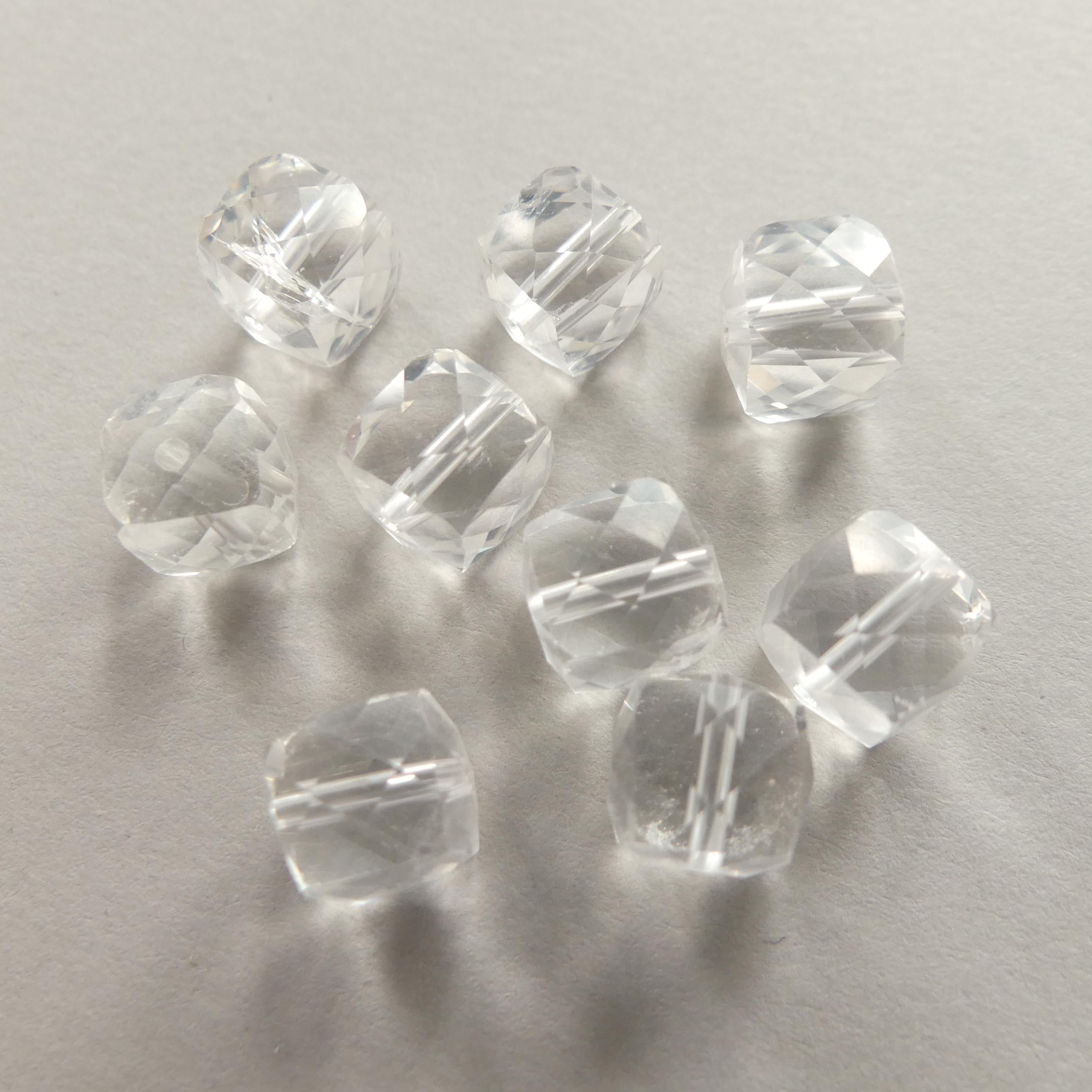 8mm AAA Rock Quartz Faceted Cube Beads 6 pc Clear Crystal Quartz Genuine Gemstone Beads Jewelry Making Beading Craft Gift April Birthstone