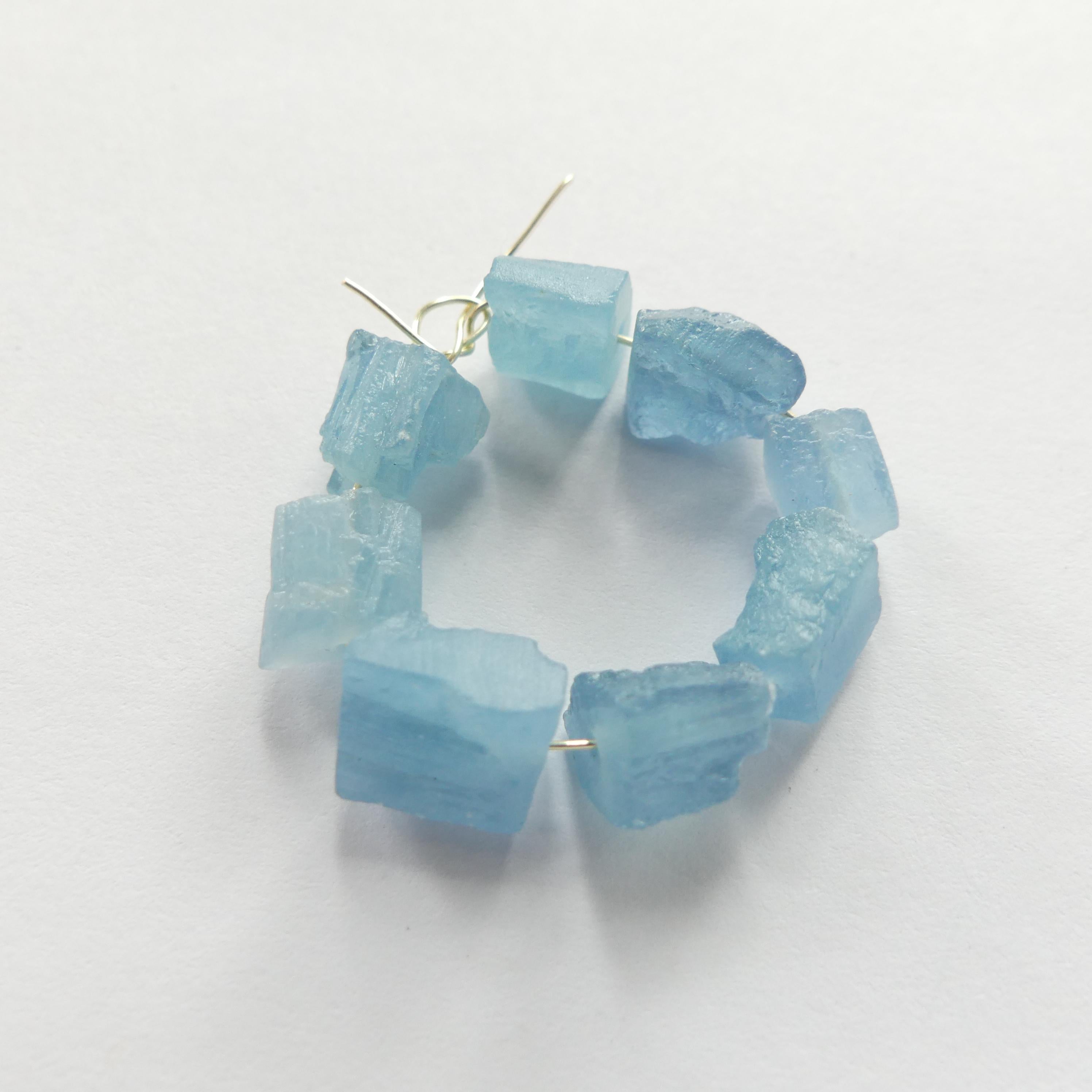 4mm-7mm AAA Santa Maria Aquamarine Raw Nugget Beads 8 Pieces Freeform Chunks Rough Gemstone Beads Jewelry Making Beading Craft Gift Beads