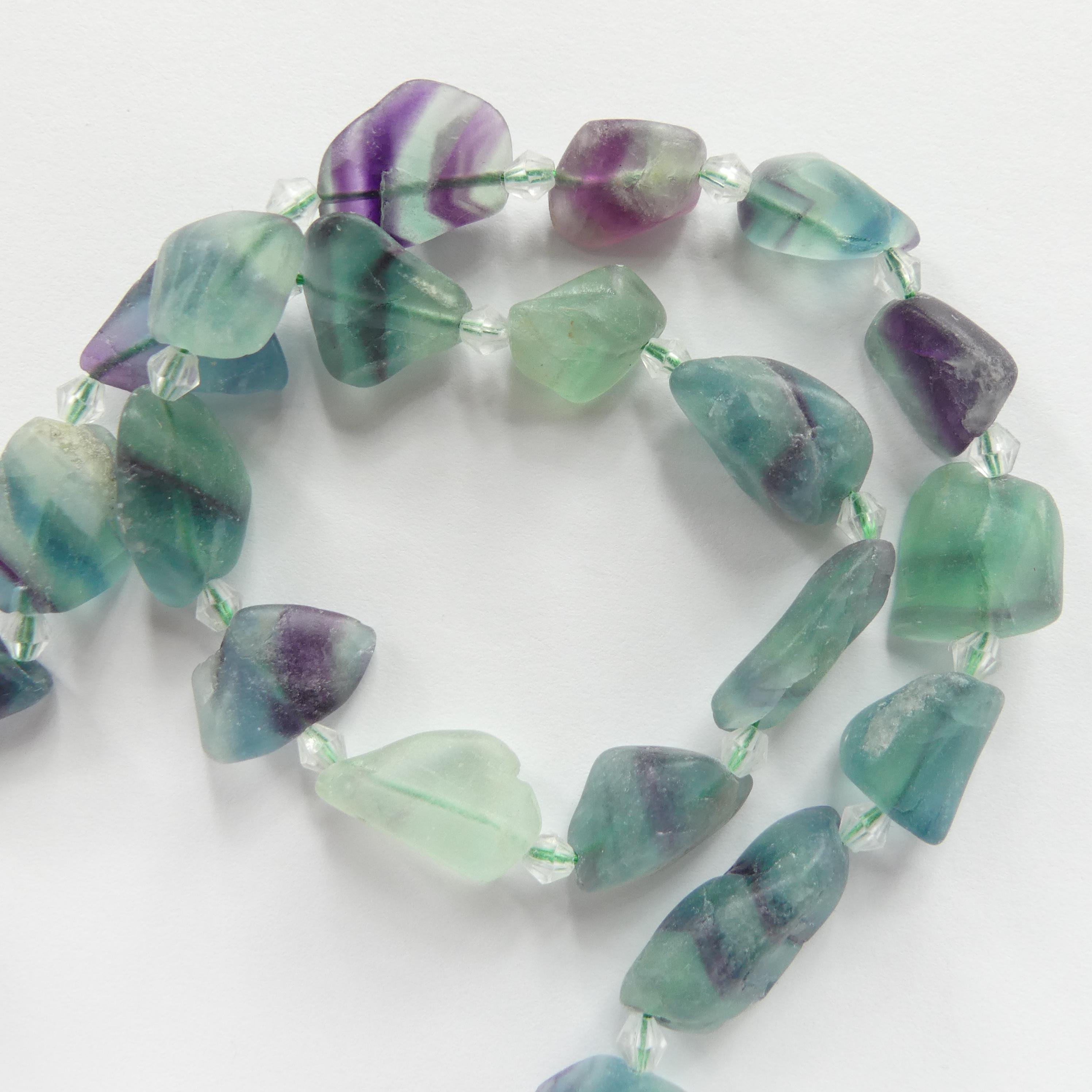 15mm Multi Fluorite Raw Nugget Beads 15" Freeform Fluorite Chunks Rough Gemstone Beads Jewelry Making Beading Craft Gift Beads