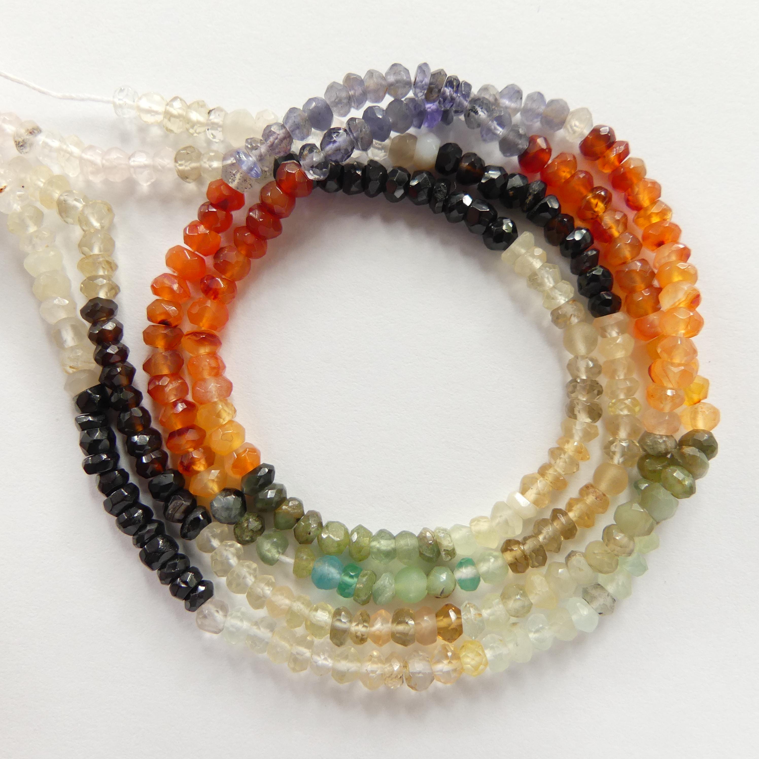 3mm Multi Gemstone Hand Faceted Beads 12.5" Colorful Rainbow Tiny Gemstone Beads for Jewelry Making Beading Gift for Crafter