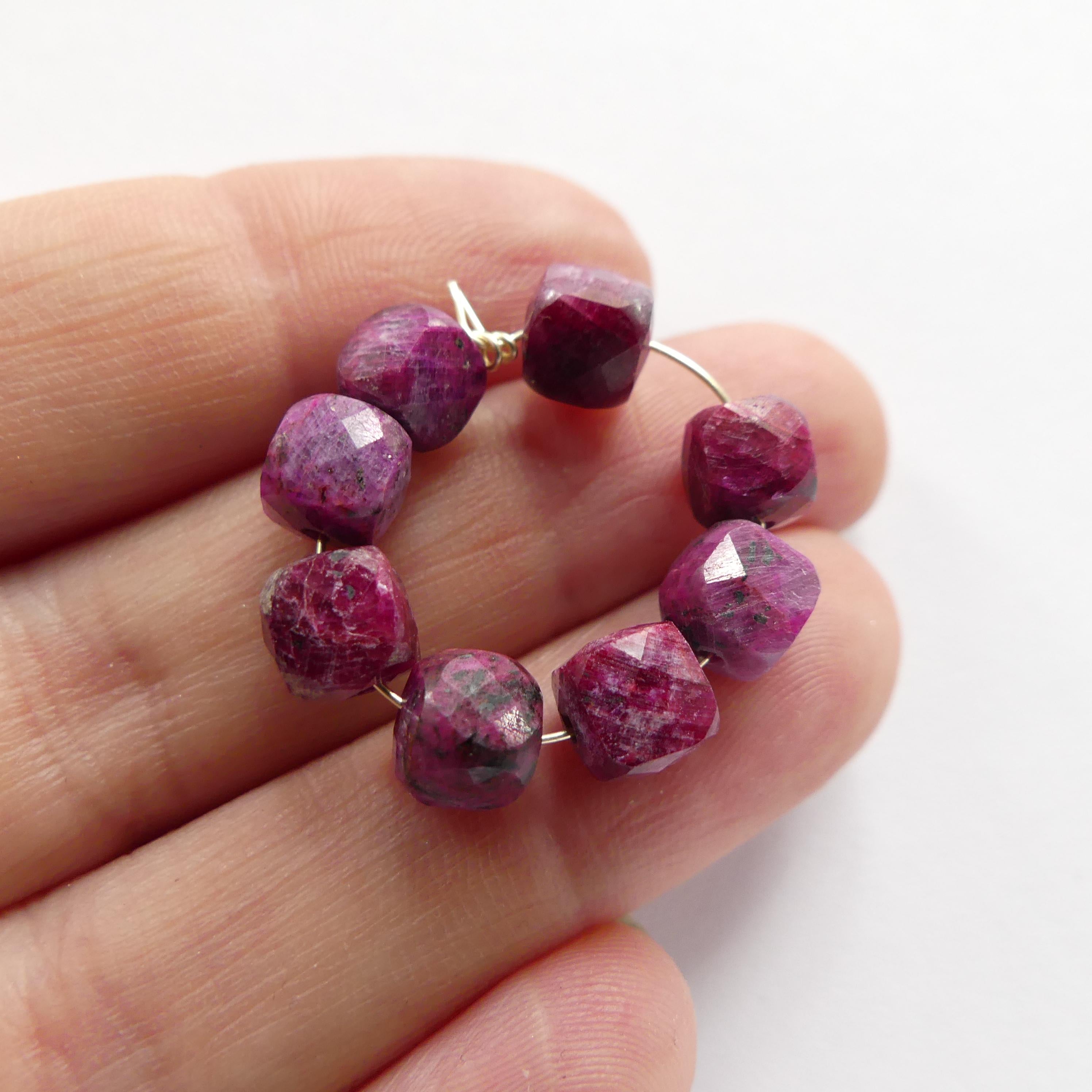 6mm AAA Raw Ruby Cube Beads 8 Pieces Freeform Chunks Rough Gemstone Beads Jewelry Making Beading Craft Gift Beads