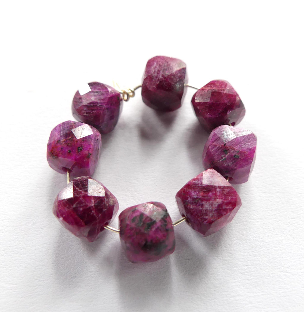 6mm AAA Raw Ruby Cube Beads 8 Pieces Freeform Chunks Rough Gemstone Beads Jewelry Making Beading Craft Gift Beads
