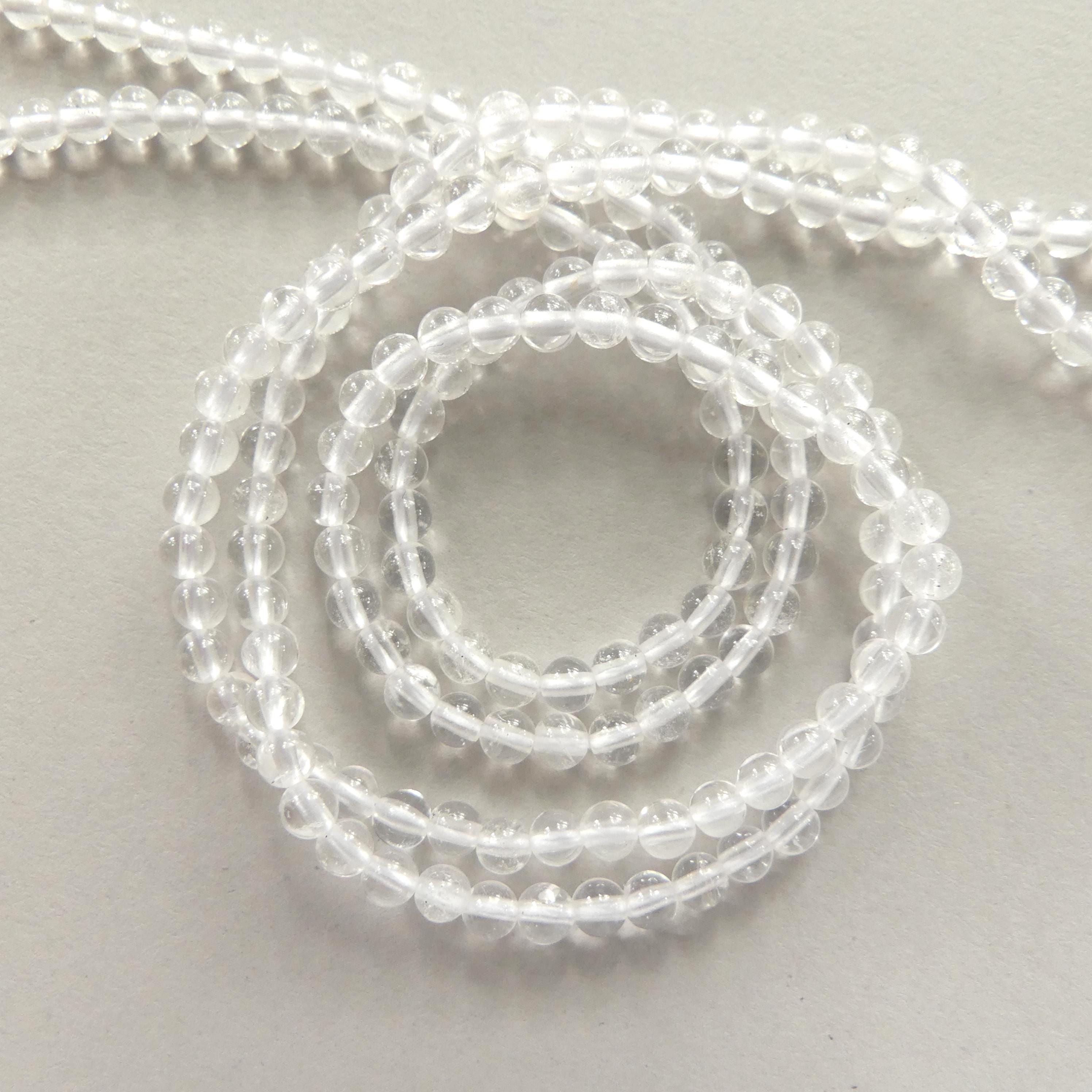 3mm AAA Rock Quartz Beads Smooth 15" Clear Crystal Quartz Smooth Genuine Gemstone Beads Jewelry Making Beading Craft Gift April Birthstone