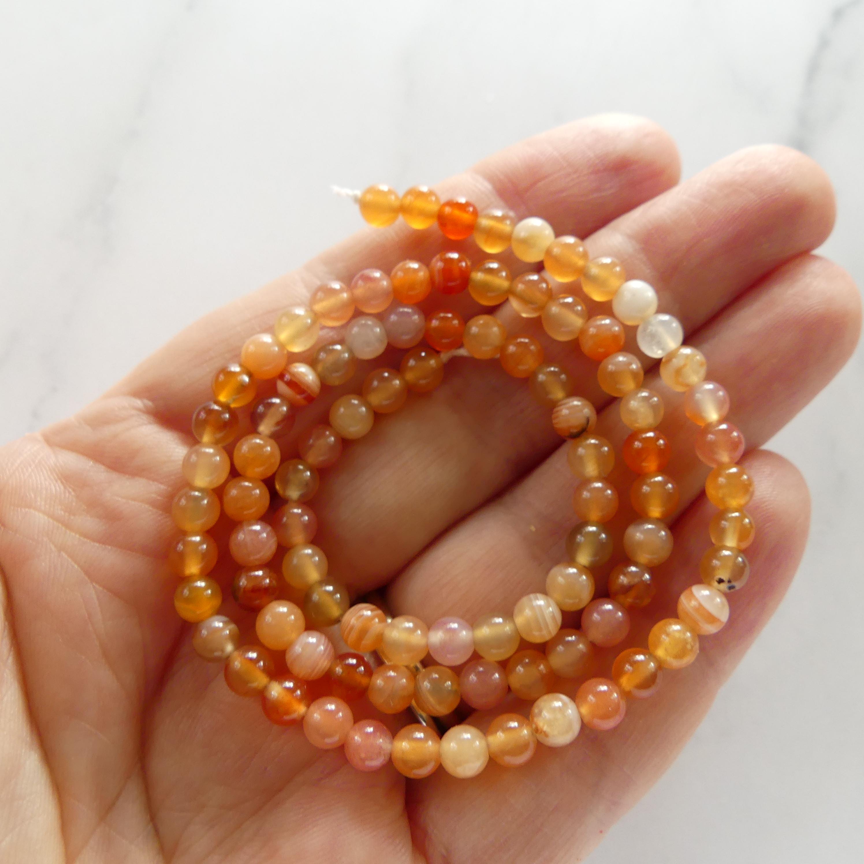 4mm Orange Botswana Agate Beads Smooth Genuine Rare Agate Beads 15" Gemstone Beads Crystal Healing for Jewelry Making Gift for crafter