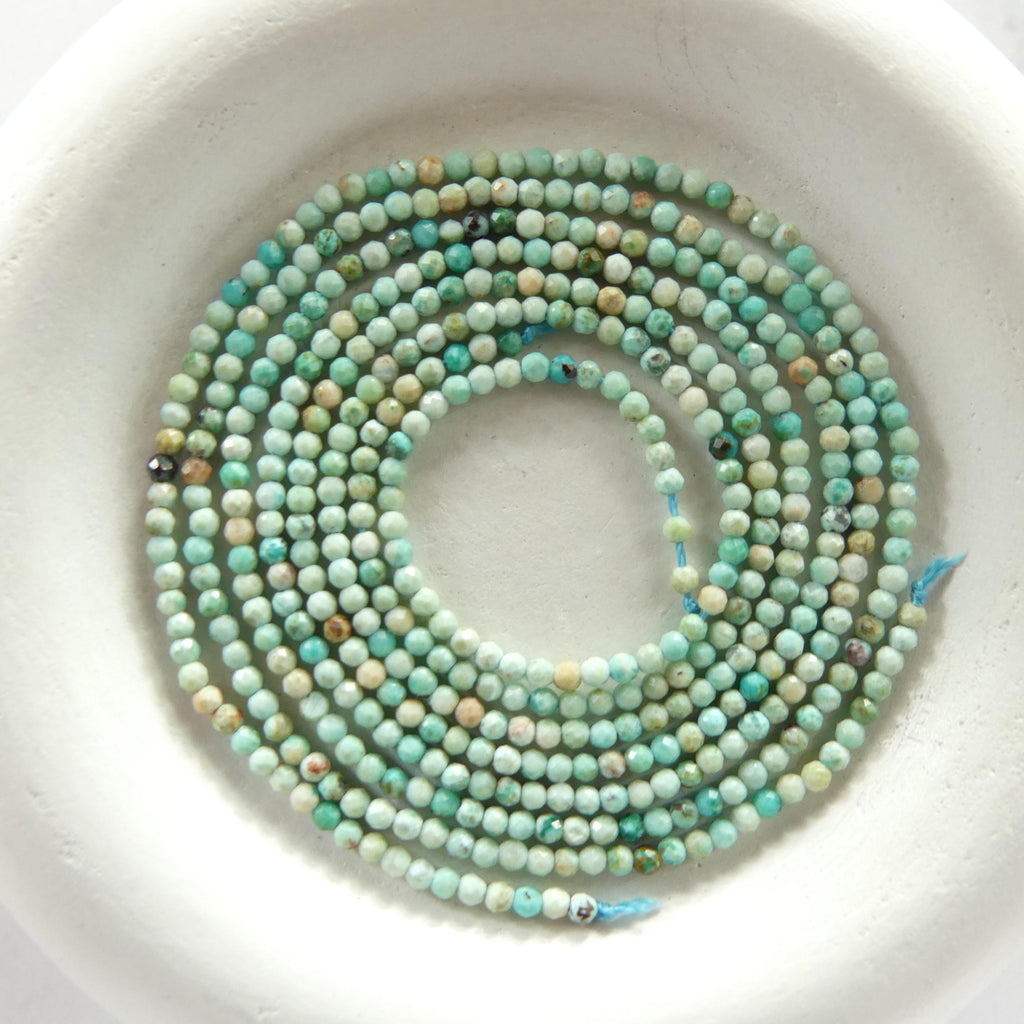 1.8mm AAA Peruvian Turquoise Faceted Beads 15" Peru Turquoise Genuine Gemstone Beads Jewelry Making Beading Craft Gift December Birthstone