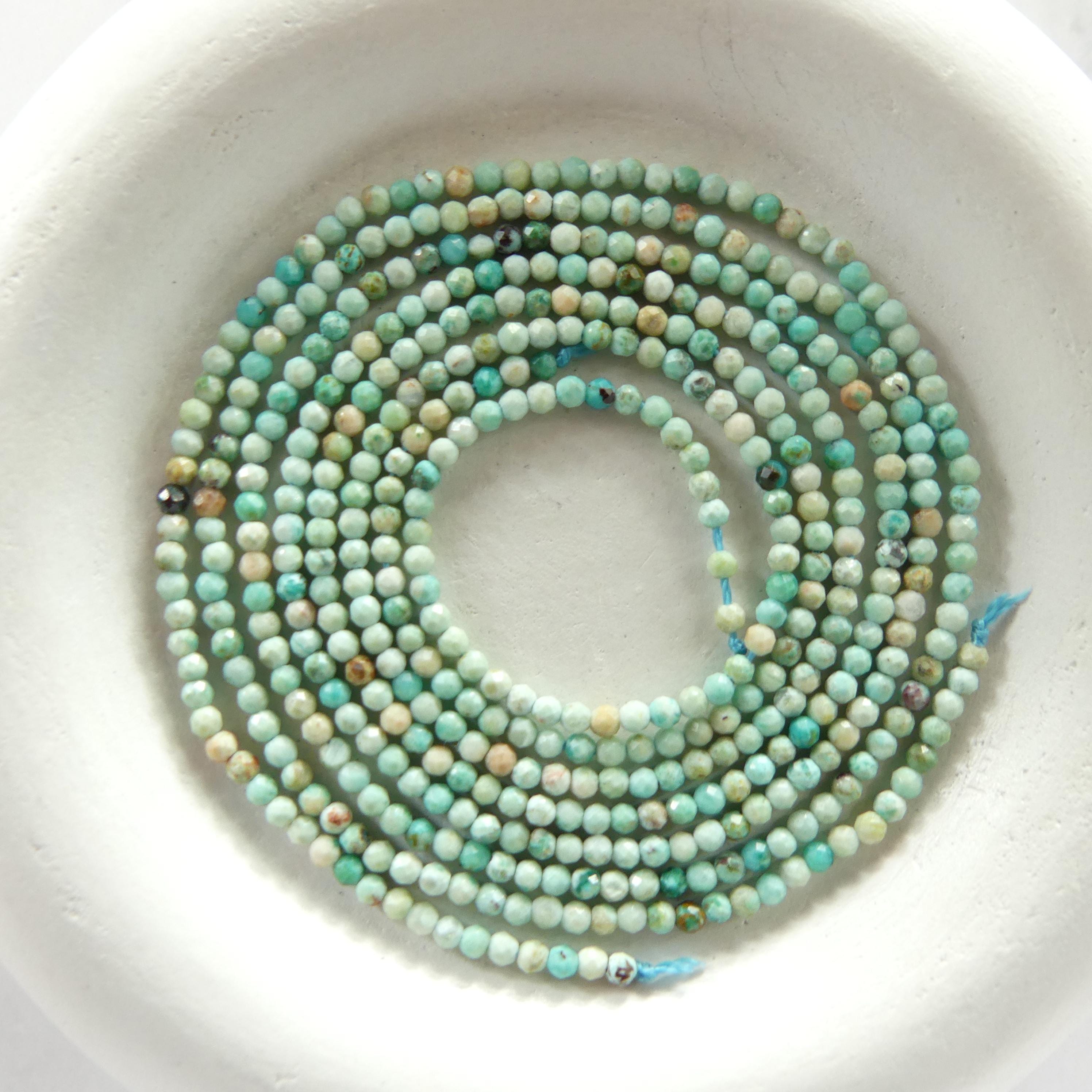 1.8mm AAA Peruvian Turquoise Faceted Beads 15" Peru Turquoise Genuine Gemstone Beads Jewelry Making Beading Craft Gift December Birthstone