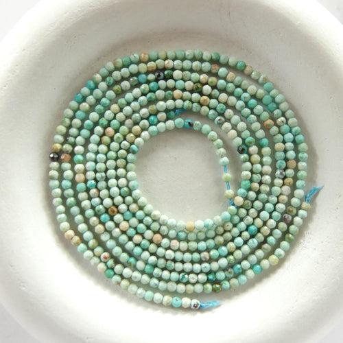 1.8mm AAA Peruvian Turquoise Faceted Beads 15" Peru Turquoise Genuine Gemstone Beads Jewelry Making Beading Craft Gift December Birthstone