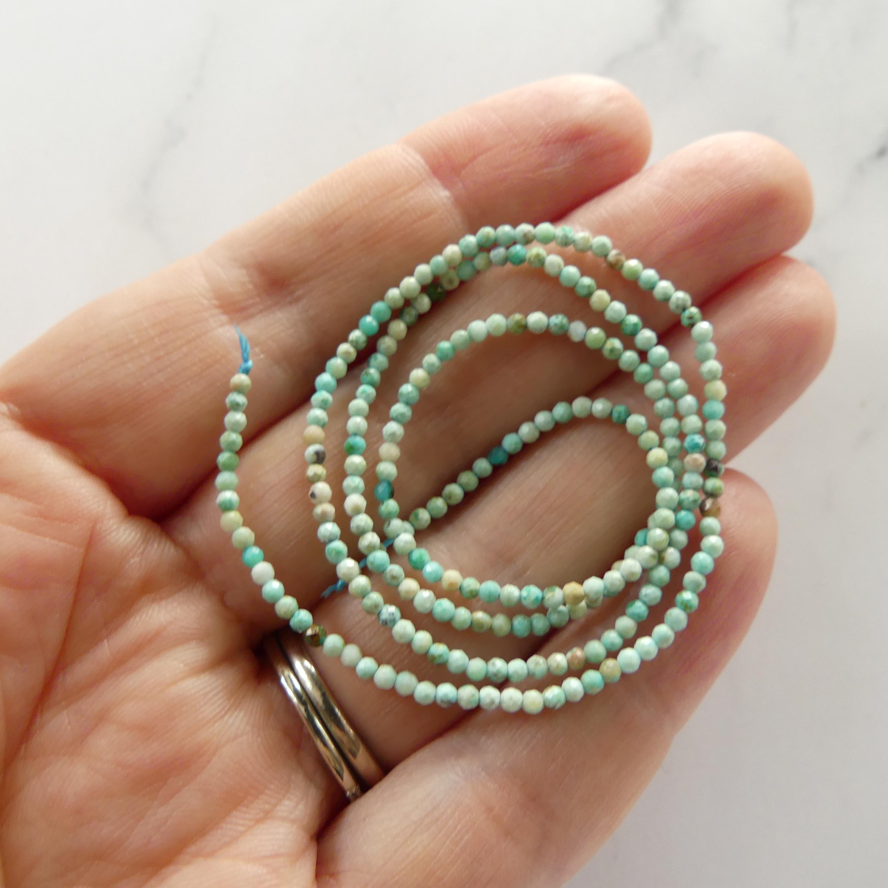 1.8mm AAA Peruvian Turquoise Faceted Beads 15" Peru Turquoise Genuine Gemstone Beads Jewelry Making Beading Craft Gift December Birthstone