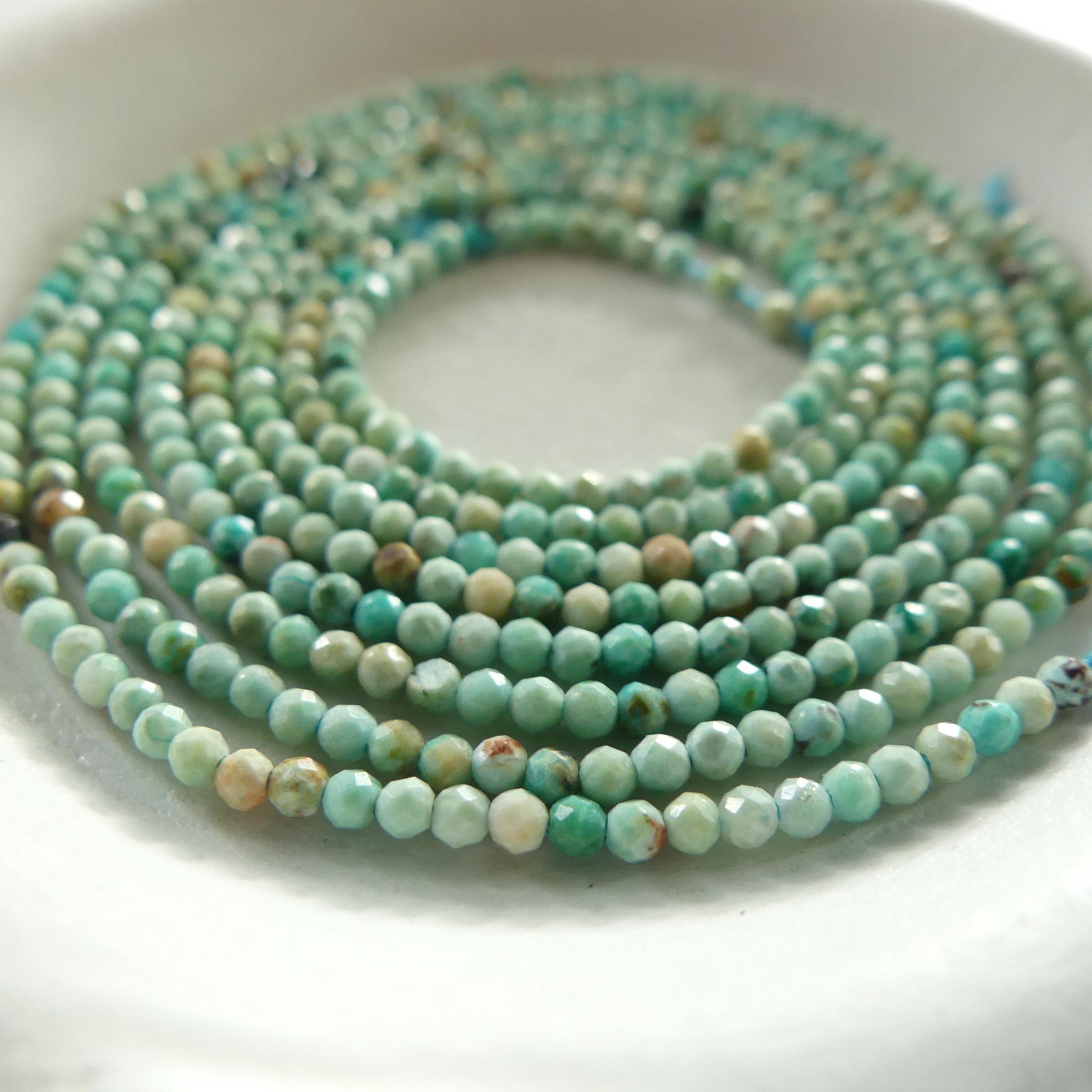 1.8mm AAA Peruvian Turquoise Faceted Beads 15" Peru Turquoise Genuine Gemstone Beads Jewelry Making Beading Craft Gift December Birthstone