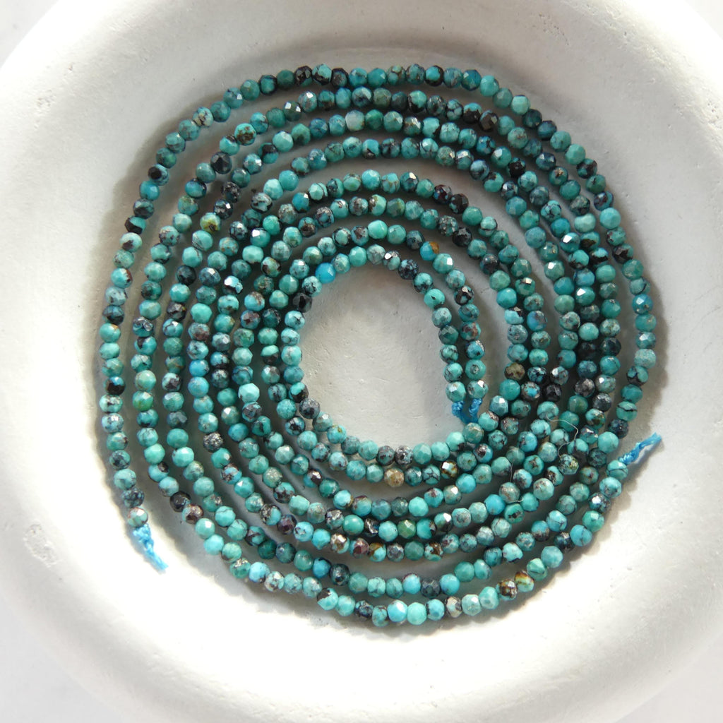 1.8mm Blue Turquoise Faceted Beads 15" Natural Turquoise Genuine Gemstone Beads Jewelry Making Beading Craft Gift December Birthstone