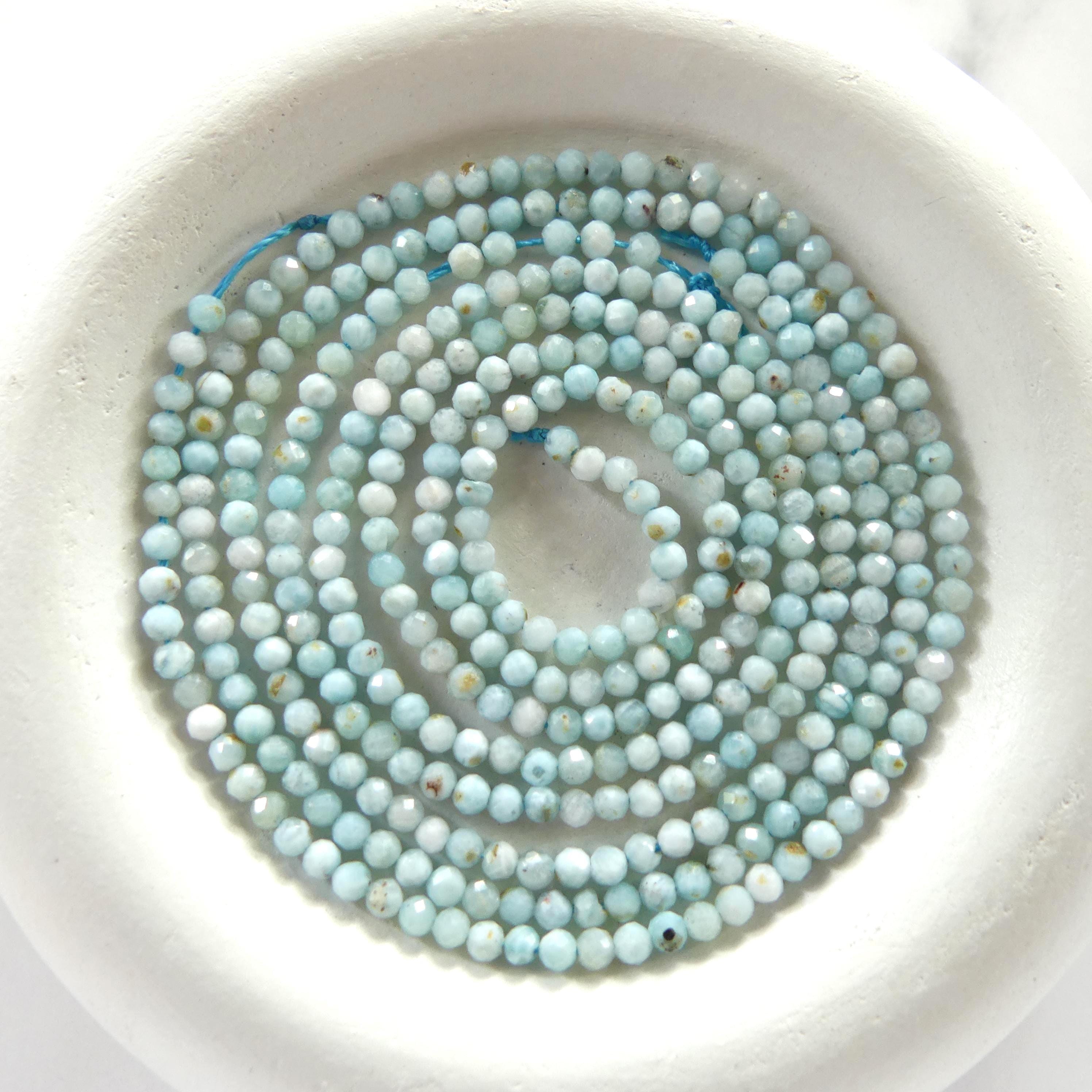 2.5mm Larimar Faceted Beads 15" 2mm Dominican Larimar Genuine Gemstone Beads for Jewelry Making Beading Craft Gift Beads