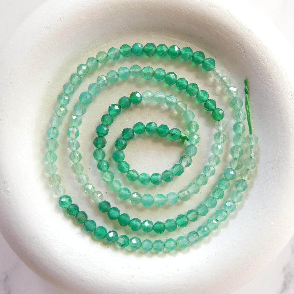3mm Green Agate Faceted Beads 15" Genuine Green Ombre Agate Gemstone Beads Green Onyx Jewelry Making Beading Craft Gift