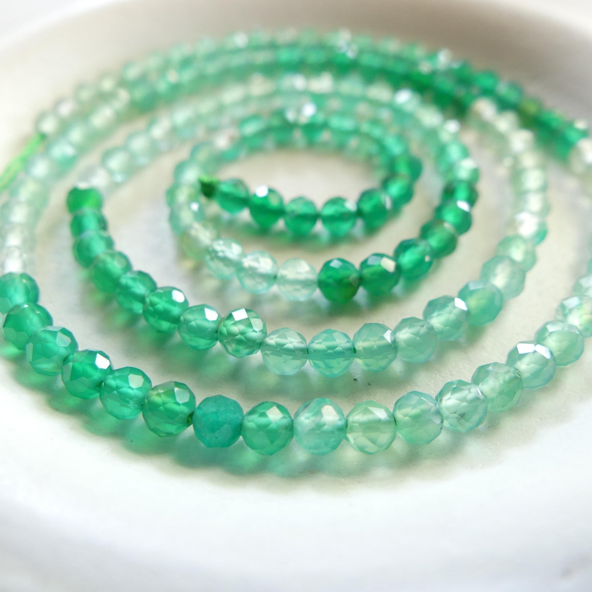 3mm Green Agate Faceted Beads 15" Genuine Green Ombre Agate Gemstone Beads Green Onyx Jewelry Making Beading Craft Gift