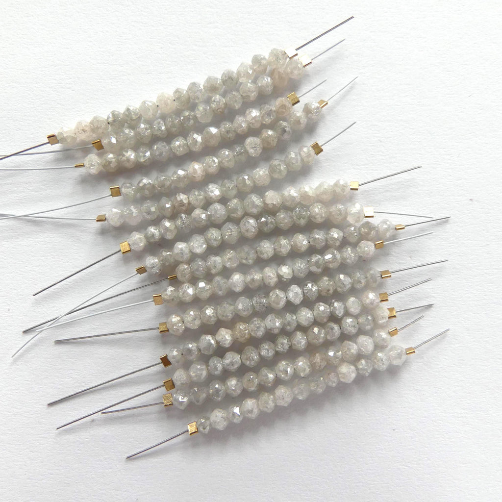 2.5mm Natural White Diamond Beads Faceted 1" AAA Genuine Raw Diamond Rough Gemstone Beads Jewelry Making Beading Craft Gift April Birthstone