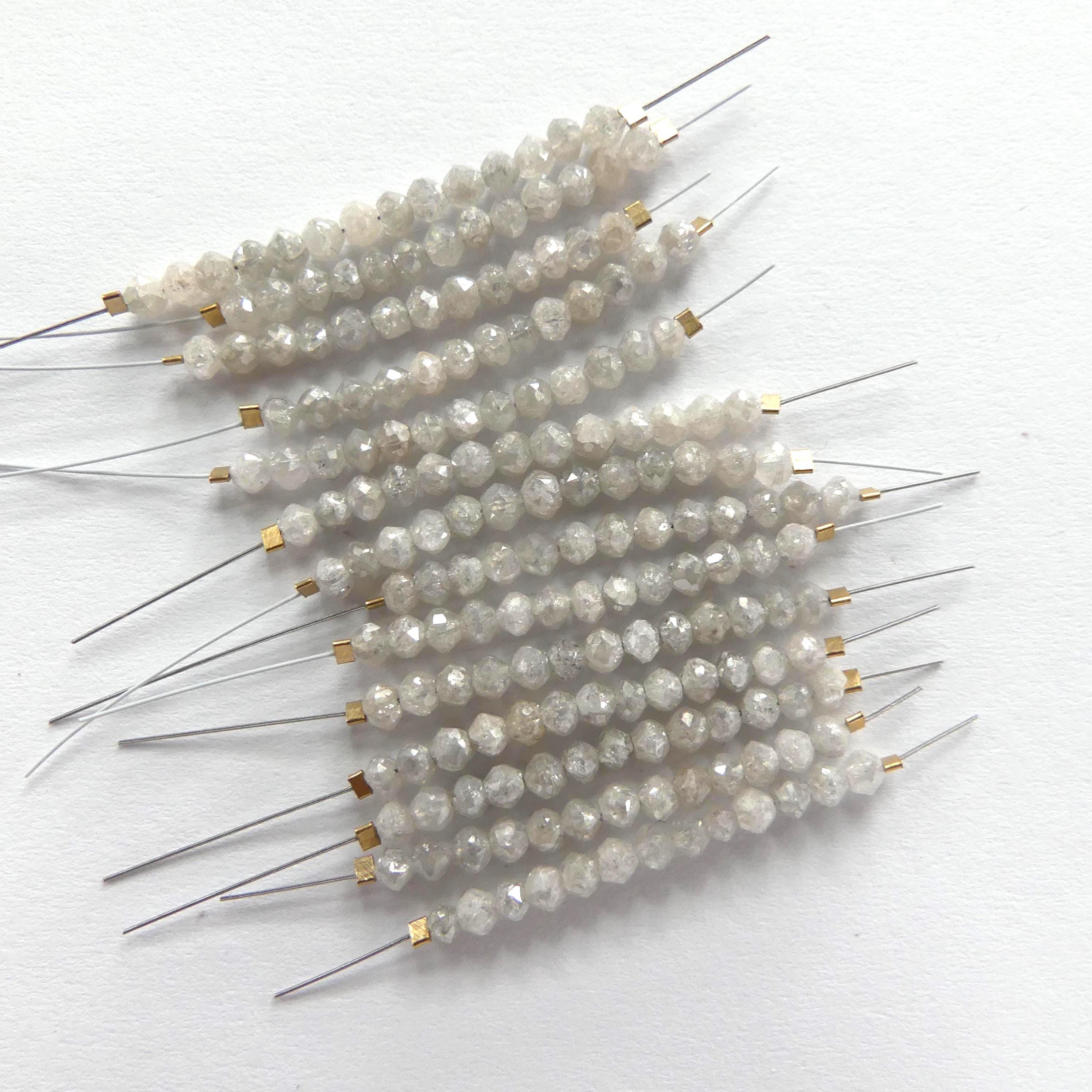 2.5mm Natural White Diamond Beads Faceted 1" AAA Genuine Raw Diamond Rough Gemstone Beads Jewelry Making Beading Craft Gift April Birthstone