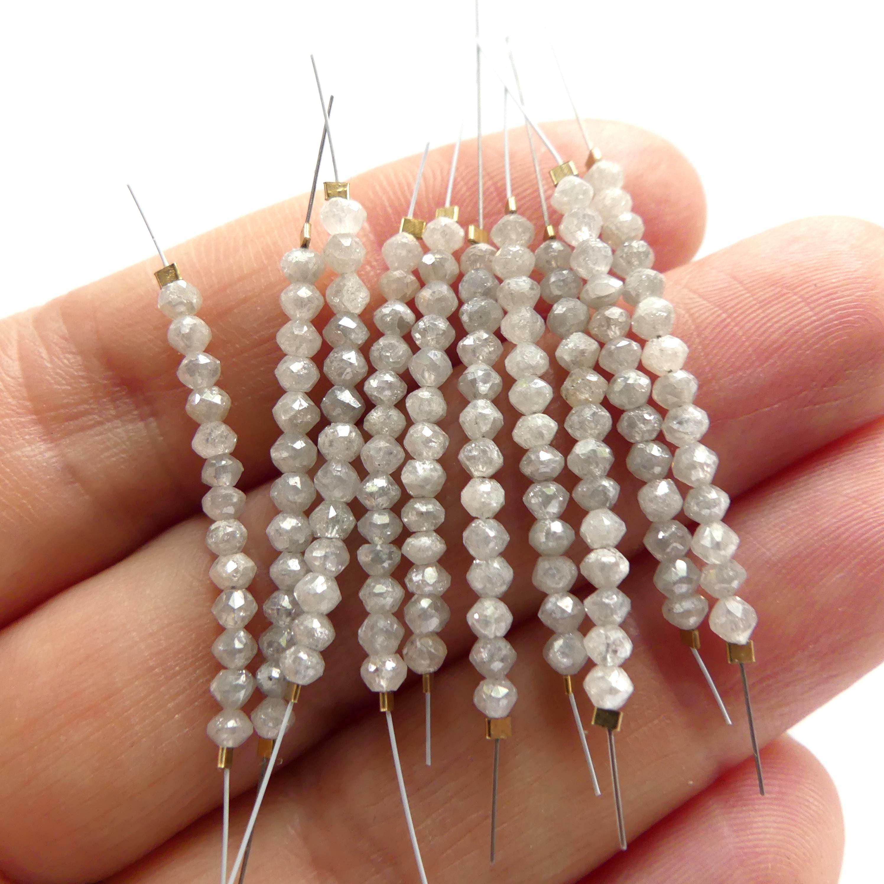 2.5mm Natural White Diamond Beads Faceted 1" AAA Genuine Raw Diamond Rough Gemstone Beads Jewelry Making Beading Craft Gift April Birthstone