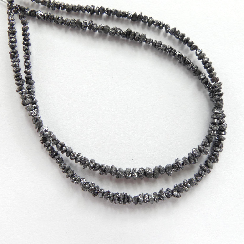 2mm-3.5mm Natural Black Diamond Beads 8" Genuine Raw Diamond Rough Gemstone Nuggets Jewelry Making Beading Craft Gift April Birthstone