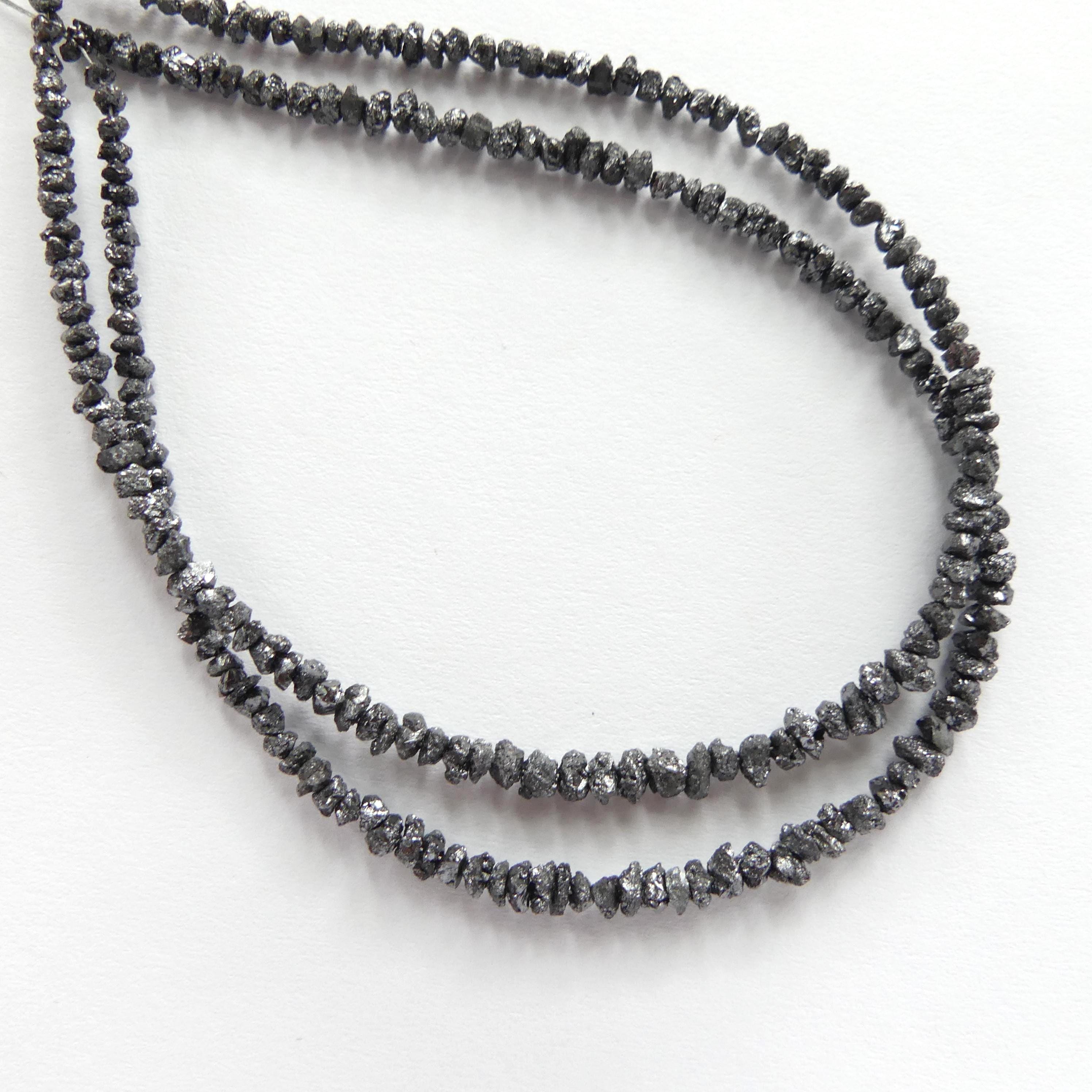 2mm-3.5mm Natural Black Diamond Beads 8" Genuine Raw Diamond Rough Gemstone Nuggets Jewelry Making Beading Craft Gift April Birthstone