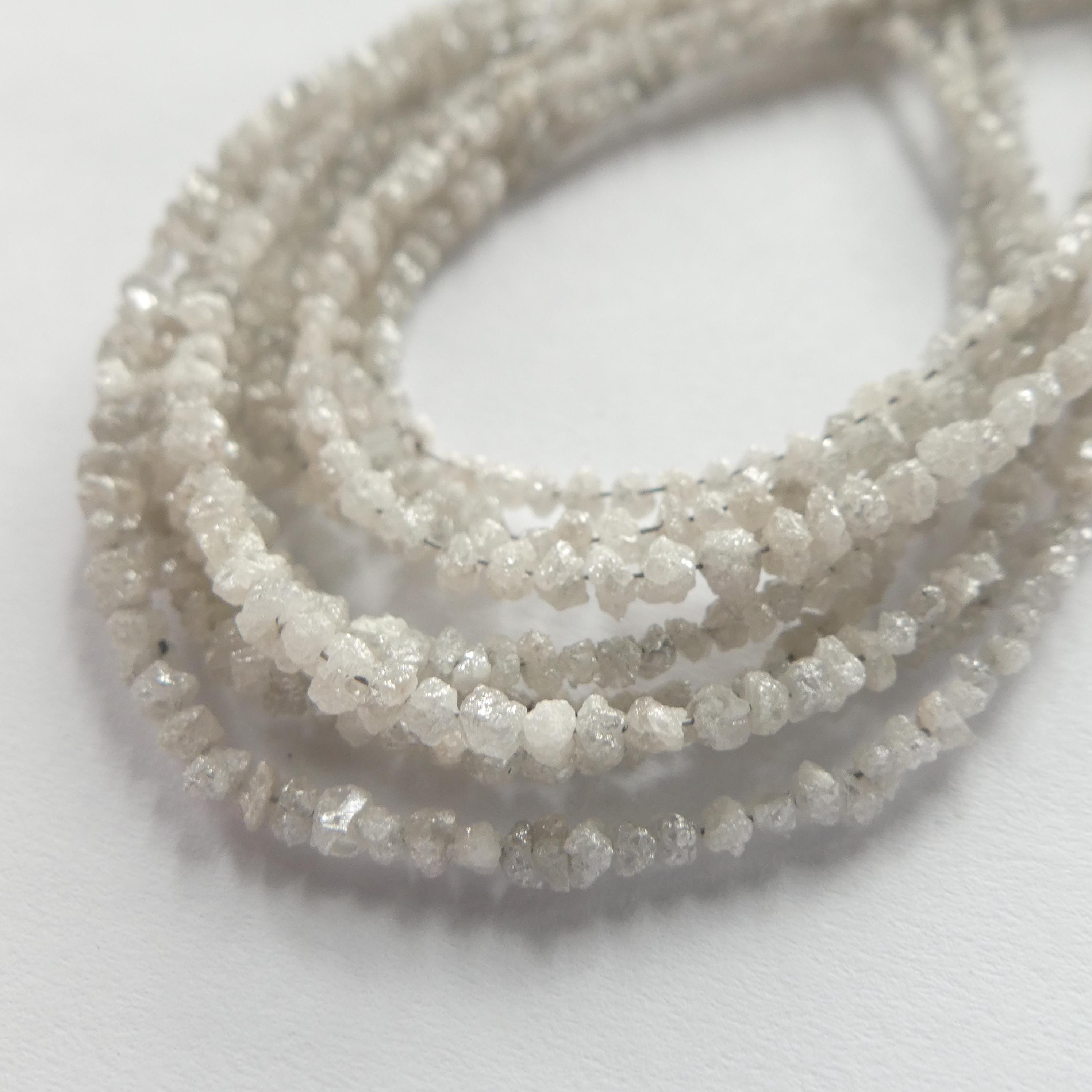 2mm-3.5mm Natural White Diamond Beads 6.5" Genuine Raw Diamond Rough Gemstone Nuggets Jewelry Making Beading Craft Gift April Birthstone