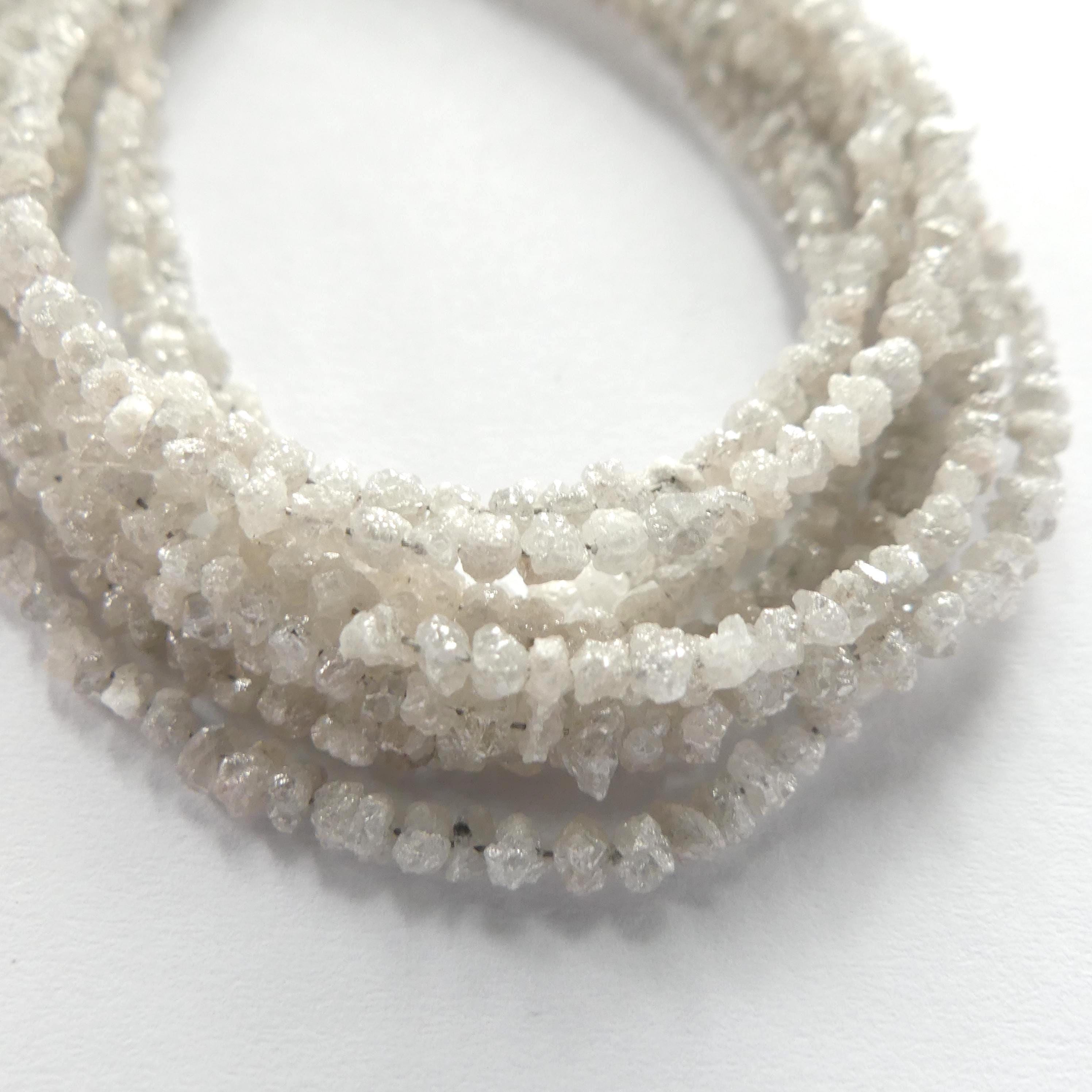 2mm-3.5mm Natural White Diamond Beads 6.5" Genuine Raw Diamond Rough Gemstone Nuggets Jewelry Making Beading Craft Gift April Birthstone