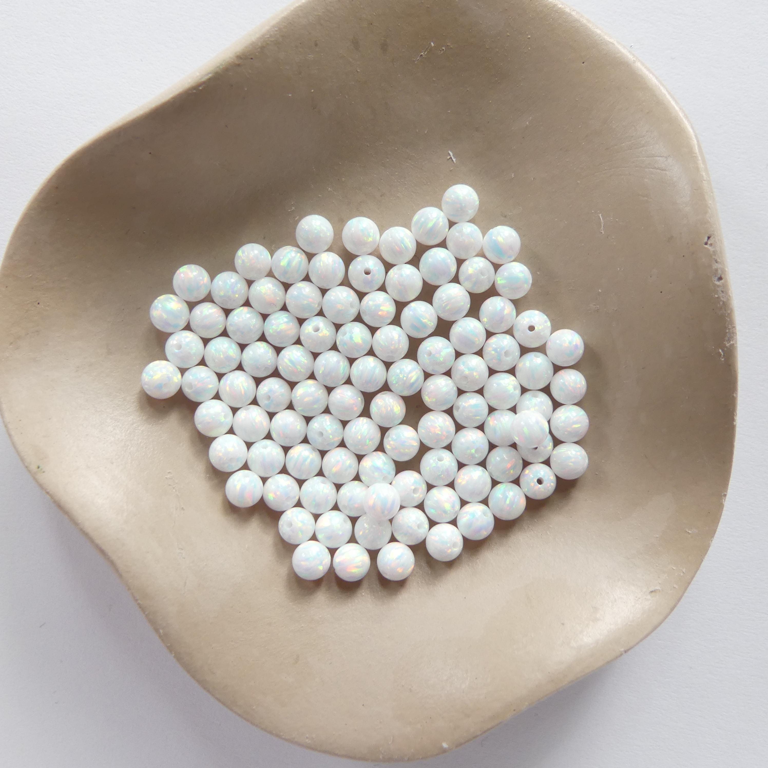 4mm White Opal Beads Fully Drilled for Jewelry Making Beading Crafter Gift Beads October Birthstone
