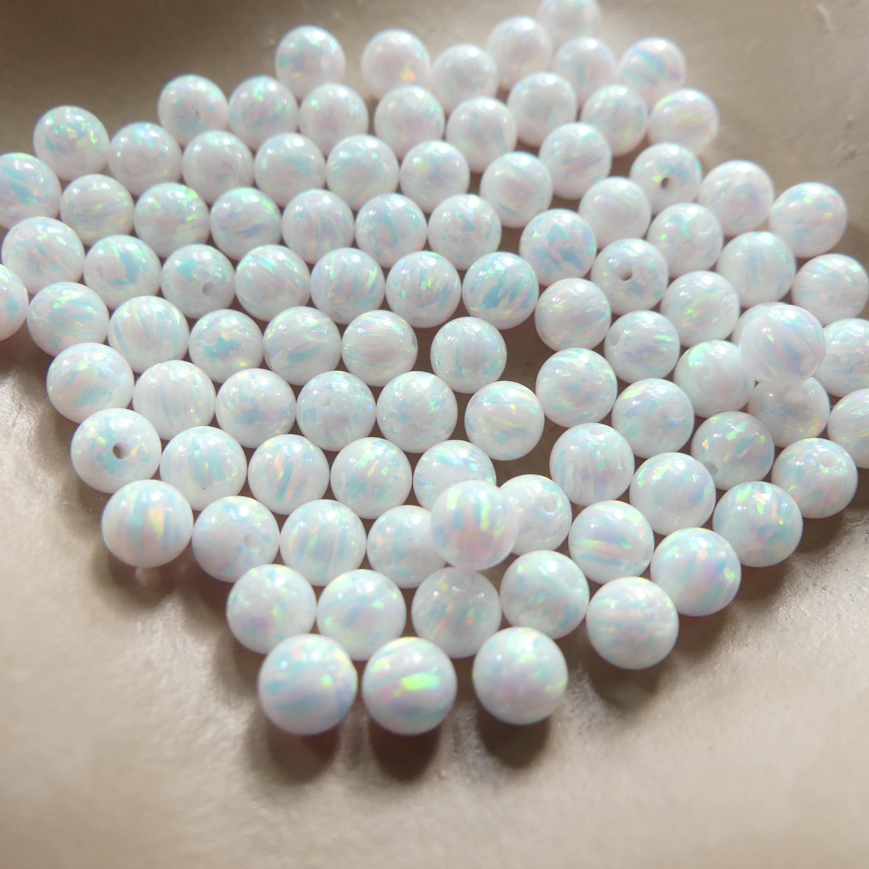 4mm White Opal Beads Fully Drilled for Jewelry Making Beading Crafter Gift Beads October Birthstone