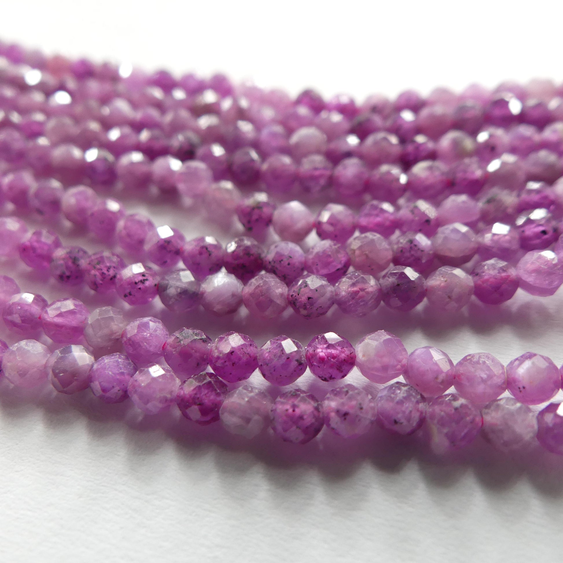 3mm Ruby Beads Micro Faceted Beads 15" Natural Pink Purple Star Ruby Gemstone Beads Beading Crafter Gift July Birthstone DIY Jewelry