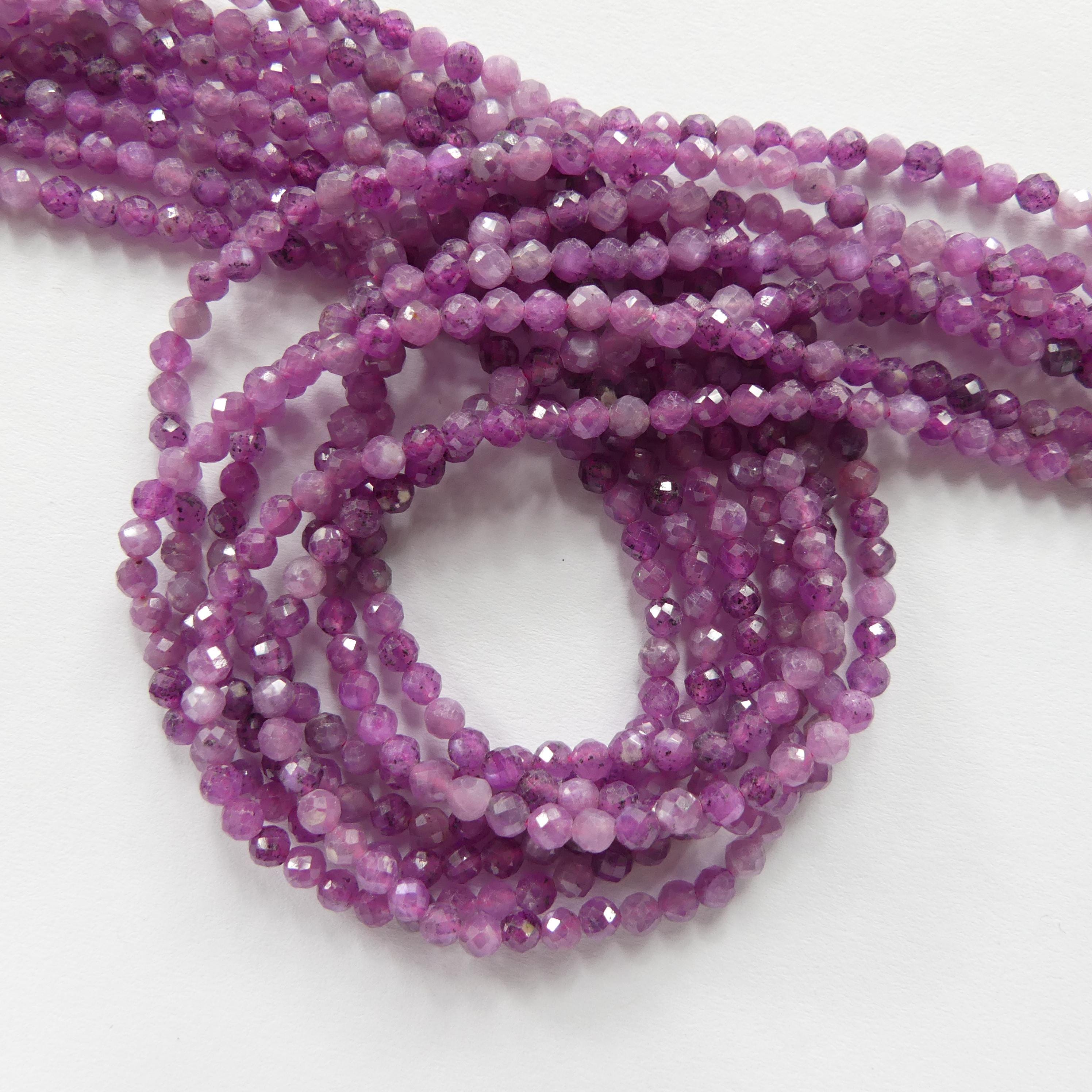 3mm Ruby Beads Micro Faceted Beads 15" Natural Pink Purple Star Ruby Gemstone Beads Beading Crafter Gift July Birthstone DIY Jewelry