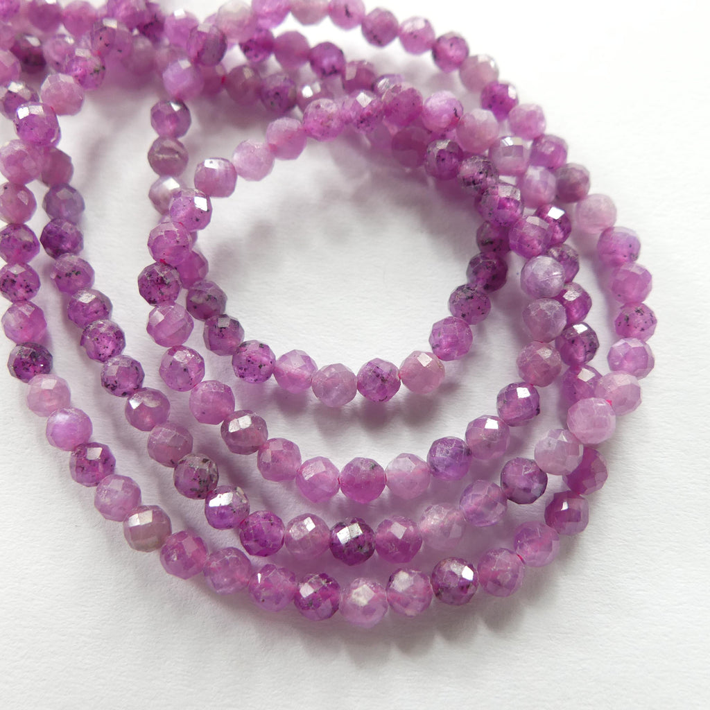 3mm Ruby Beads Micro Faceted Beads 15" Natural Pink Purple Star Ruby Gemstone Beads Beading Crafter Gift July Birthstone DIY Jewelry