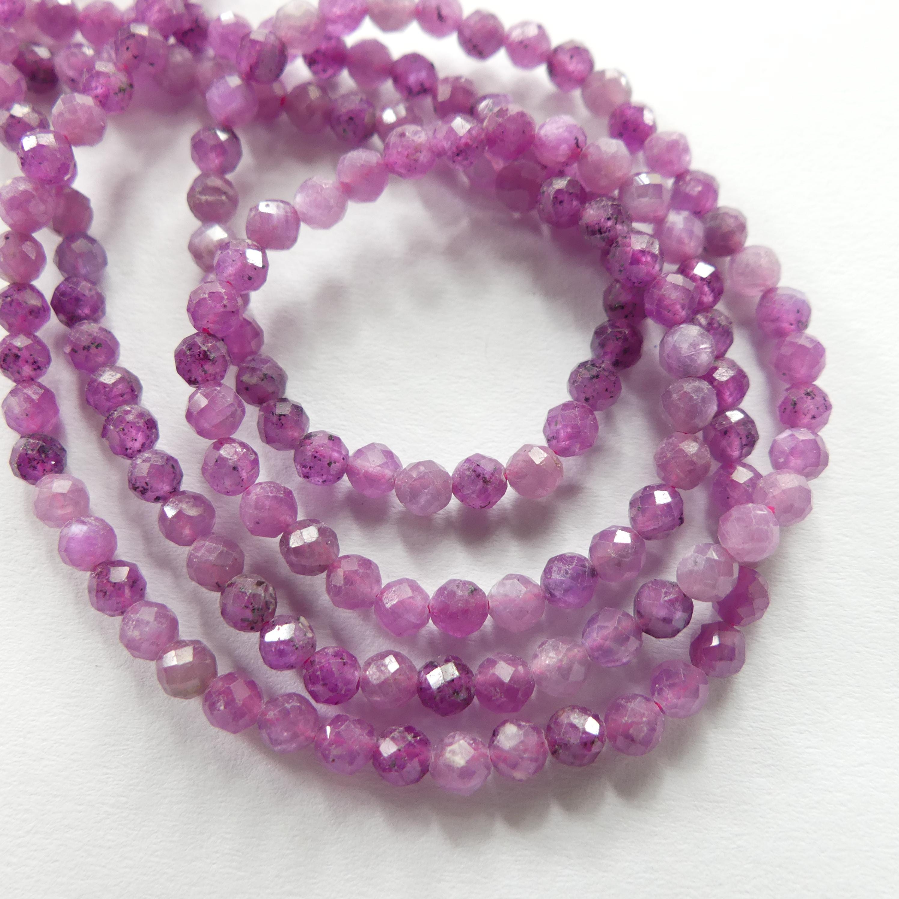 3mm Ruby Beads Micro Faceted Beads 15" Natural Pink Purple Star Ruby Gemstone Beads Beading Crafter Gift July Birthstone DIY Jewelry