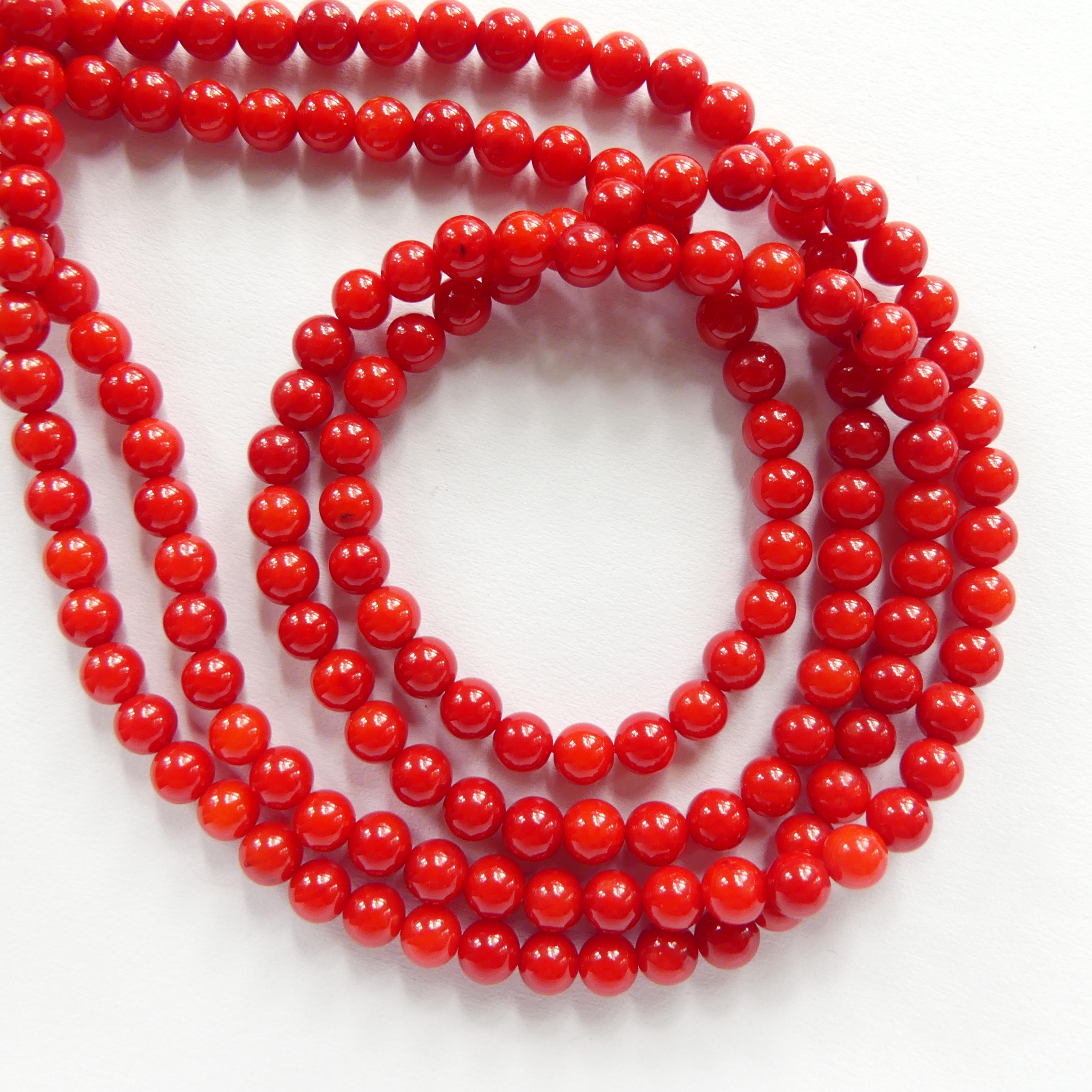 4.5mm Natural Coral Beads Smooth Genuine Red Coral Beads Red Gemstone Beads for Jewelry Making Gift for crafter