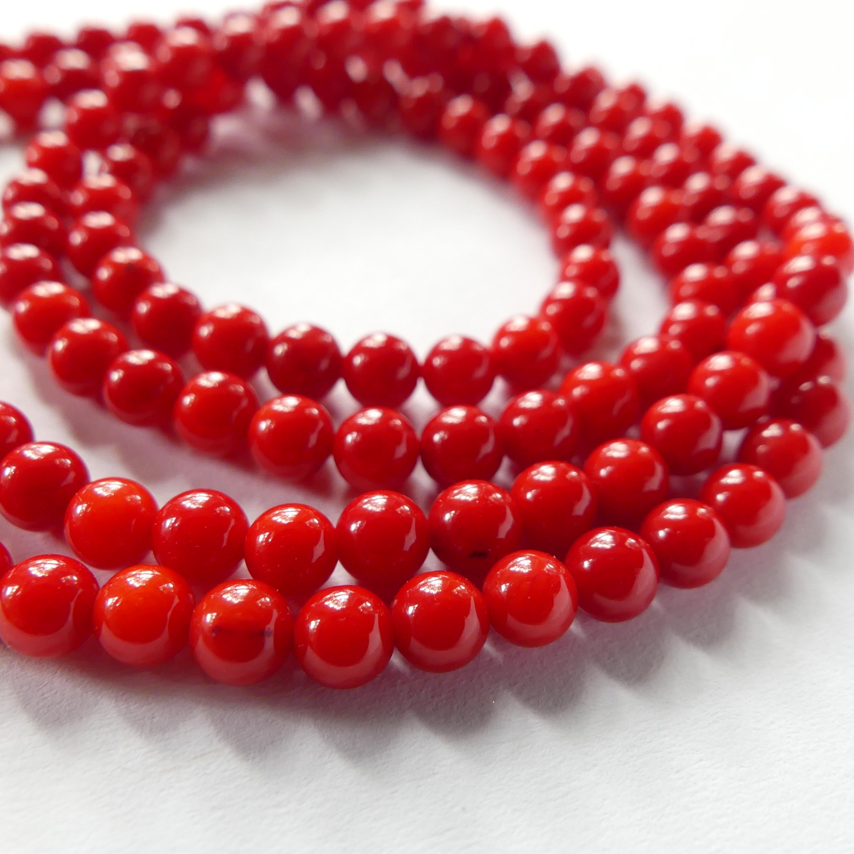 4.5mm Natural Coral Beads Smooth Genuine Red Coral Beads Red Gemstone Beads for Jewelry Making Gift for crafter