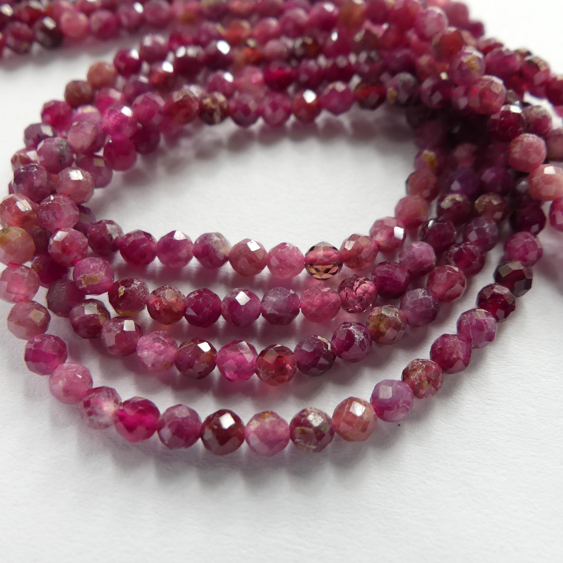 3mm Pink Rubellite Tourmaline Micro Faceted Beads 15" Sparkly Gemstone Beads for Jewelry Making Beading Gift October Birthstone