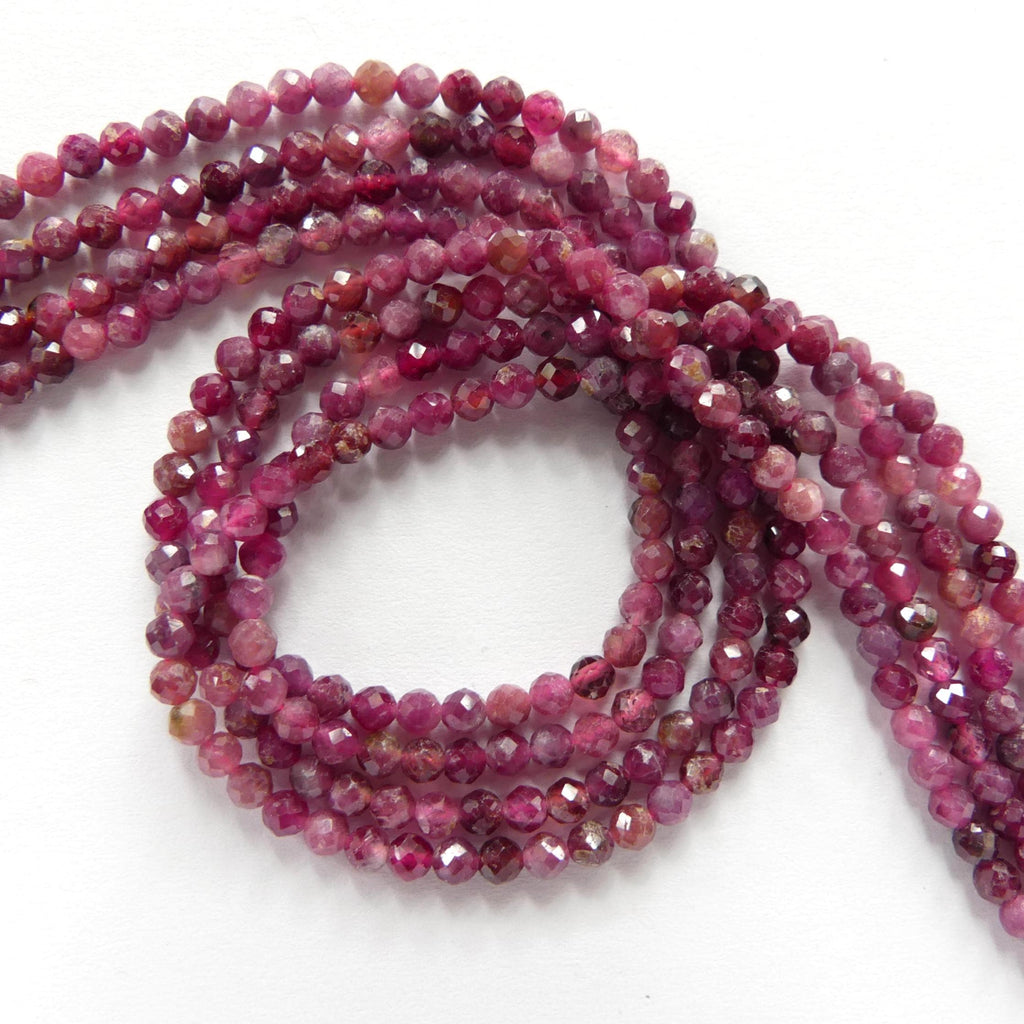 3mm Pink Rubellite Tourmaline Micro Faceted Beads 15" Sparkly Gemstone Beads for Jewelry Making Beading Gift October Birthstone