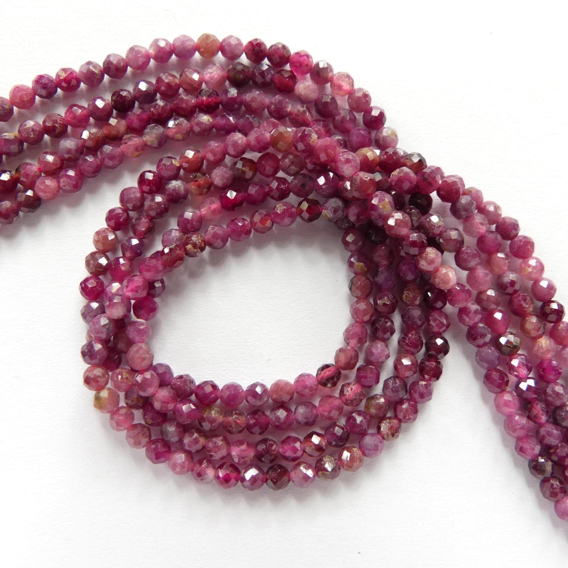 3mm Pink Rubellite Tourmaline Micro Faceted Beads 15" Sparkly Gemstone Beads for Jewelry Making Beading Gift October Birthstone
