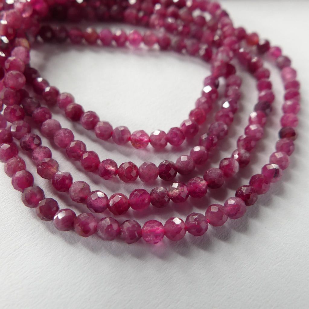 3mm Pink Rubellite Tourmaline Micro Faceted Beads 15" Sparkly Gemstone Beads for Jewelry Making Beading Gift October Birthstone
