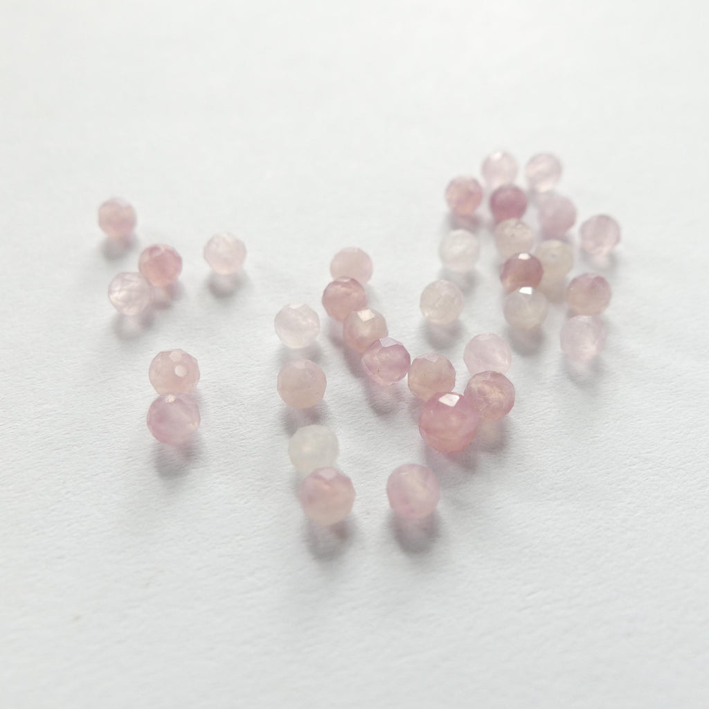 3mm Madagascar Rose Quartz Faceted Beads 15" Pale Pink Genuine Gemstone Beads for Jewelry Making Beading Craft Gift Beads