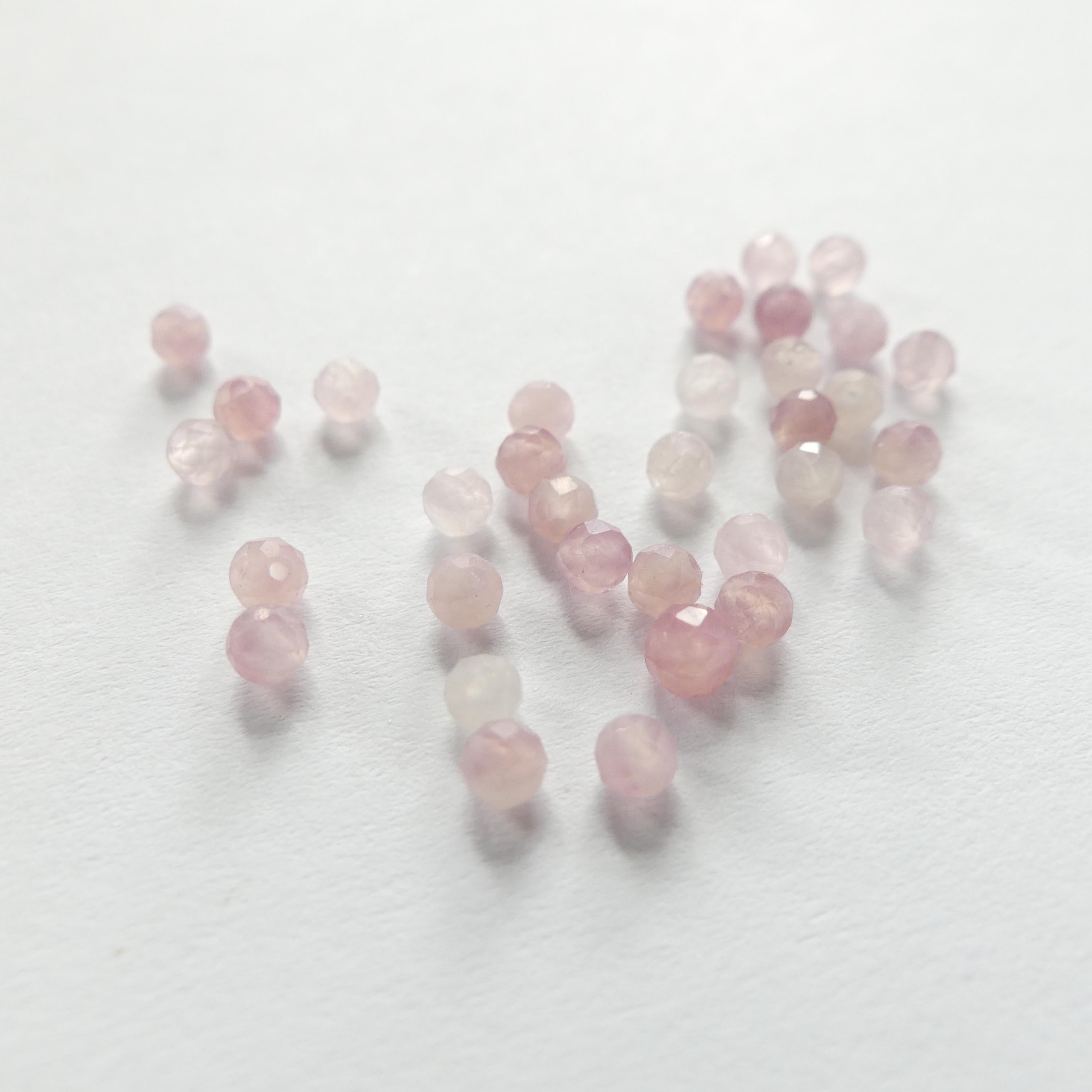 3mm Madagascar Rose Quartz Faceted Beads 15" Pale Pink Genuine Gemstone Beads for Jewelry Making Beading Craft Gift Beads