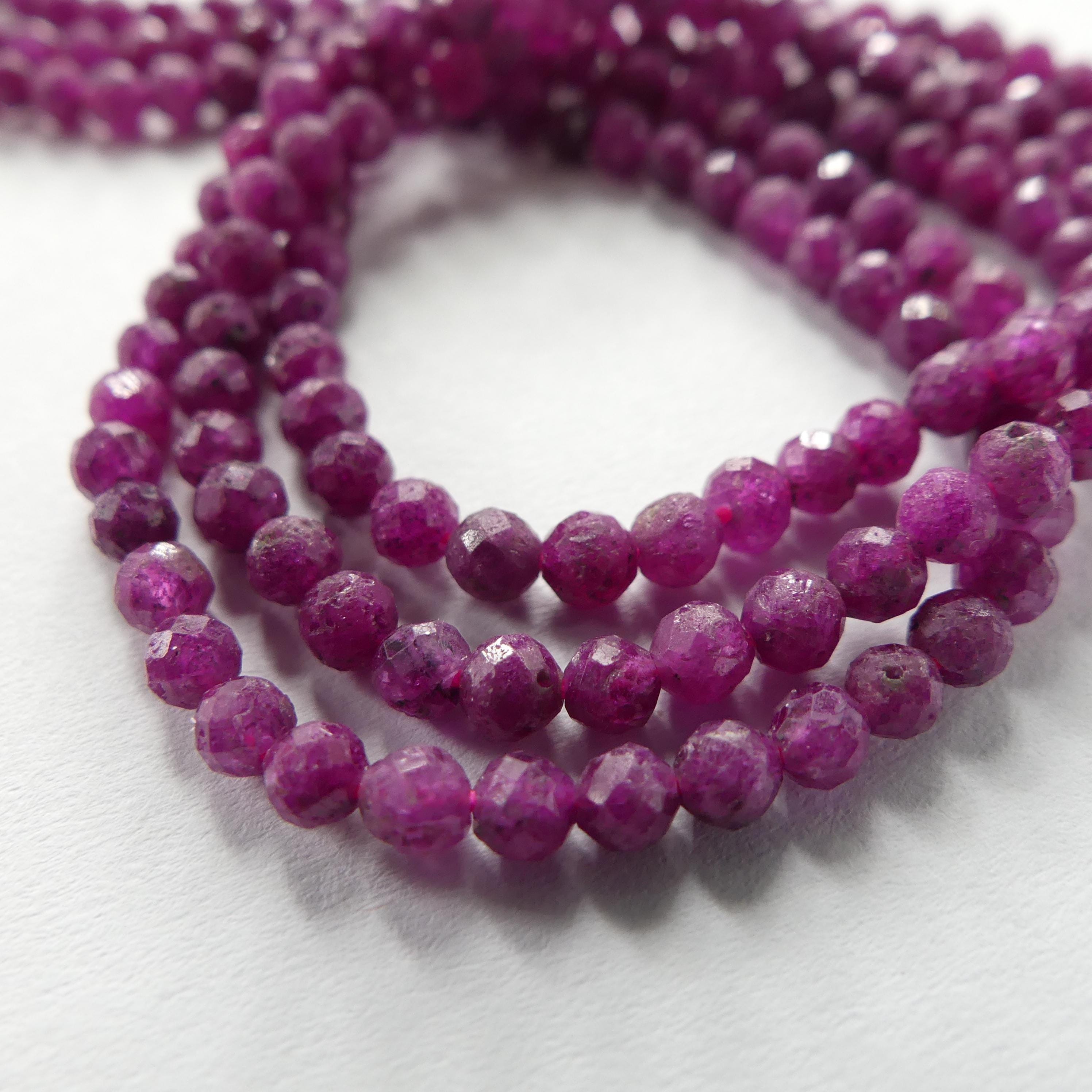3mm Ruby Beads Faceted Beads 15" Natural Ruby Pink Purple Ruby Gemstone Beads Beading Crafter Gift July Birthstone DIY Jewelry