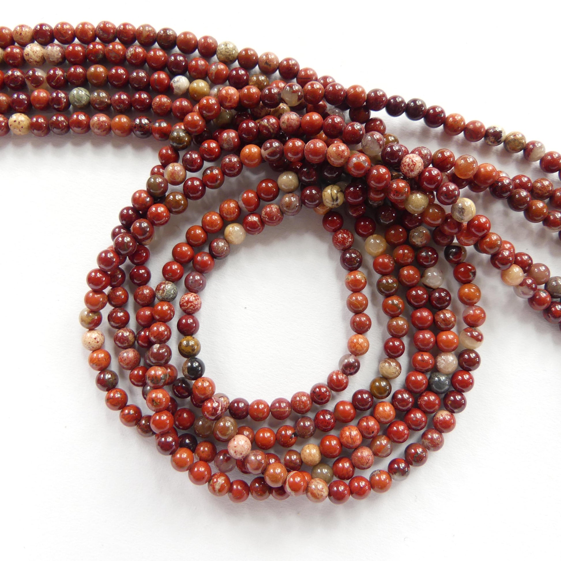 3mm Red Jasper Beads Smooth Genuine Small Brecciated Jasper Beads 15" Gemstone Beads for Jewelry Making Beading Gift for Crafter
