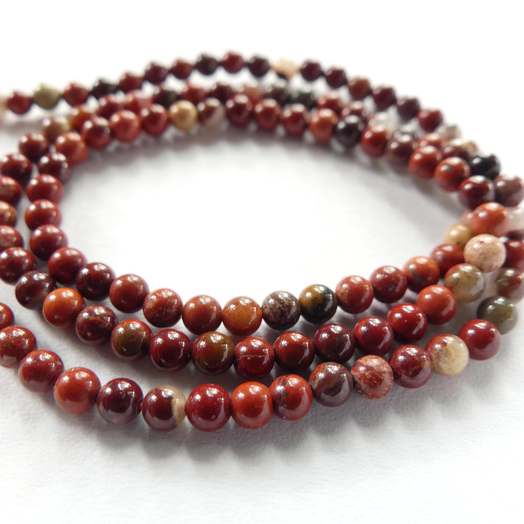 3mm Red Jasper Beads Smooth Genuine Small Brecciated Jasper Beads 15" Gemstone Beads for Jewelry Making Beading Gift for Crafter