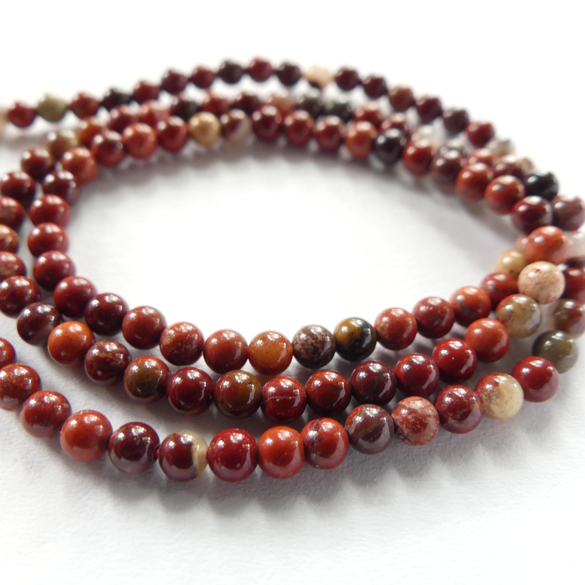 3mm Red Jasper Beads Smooth Genuine Small Brecciated Jasper Beads 15" Gemstone Beads for Jewelry Making Beading Gift for Crafter