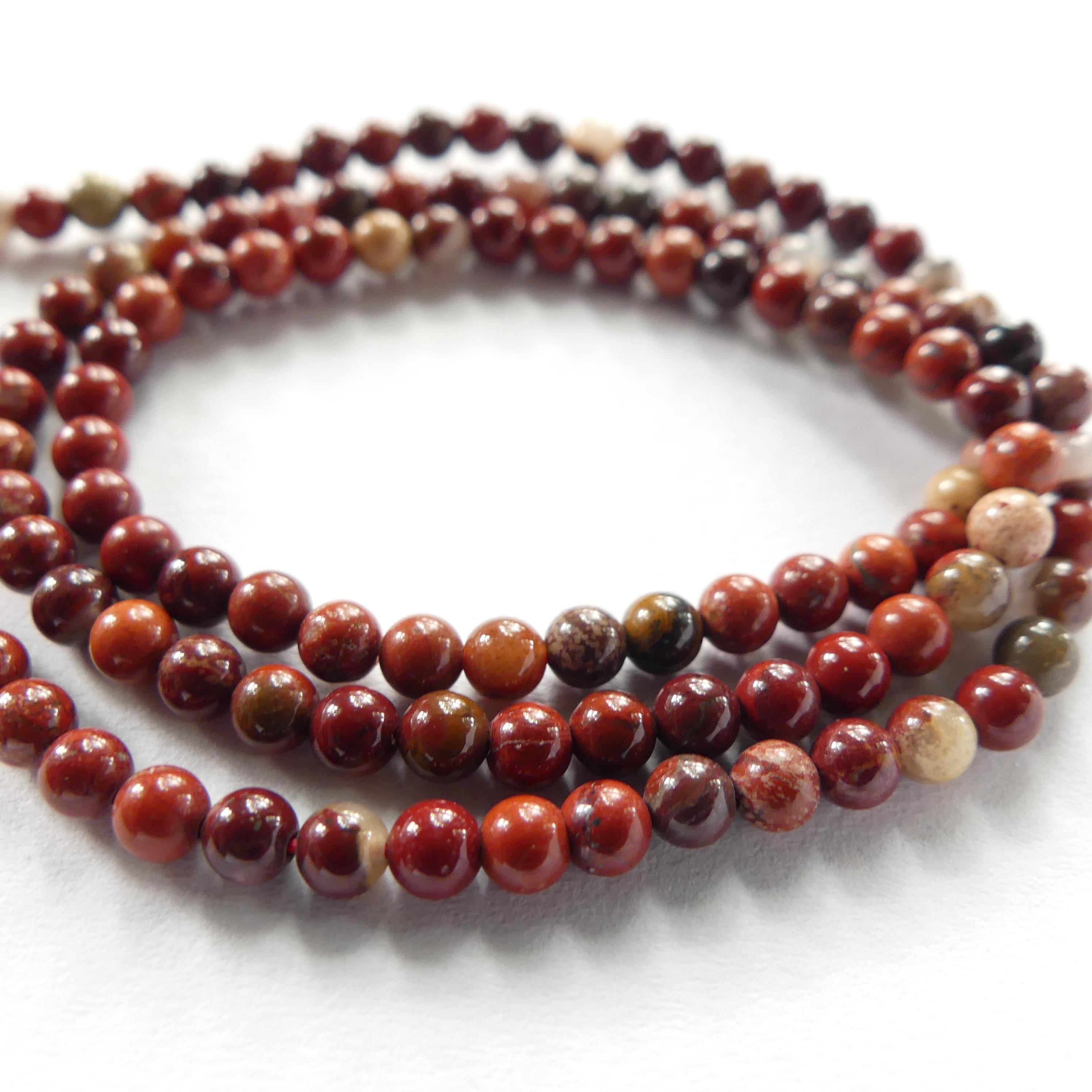 3mm Red Jasper Beads Smooth Genuine Small Brecciated Jasper Beads 15" Gemstone Beads for Jewelry Making Beading Gift for Crafter